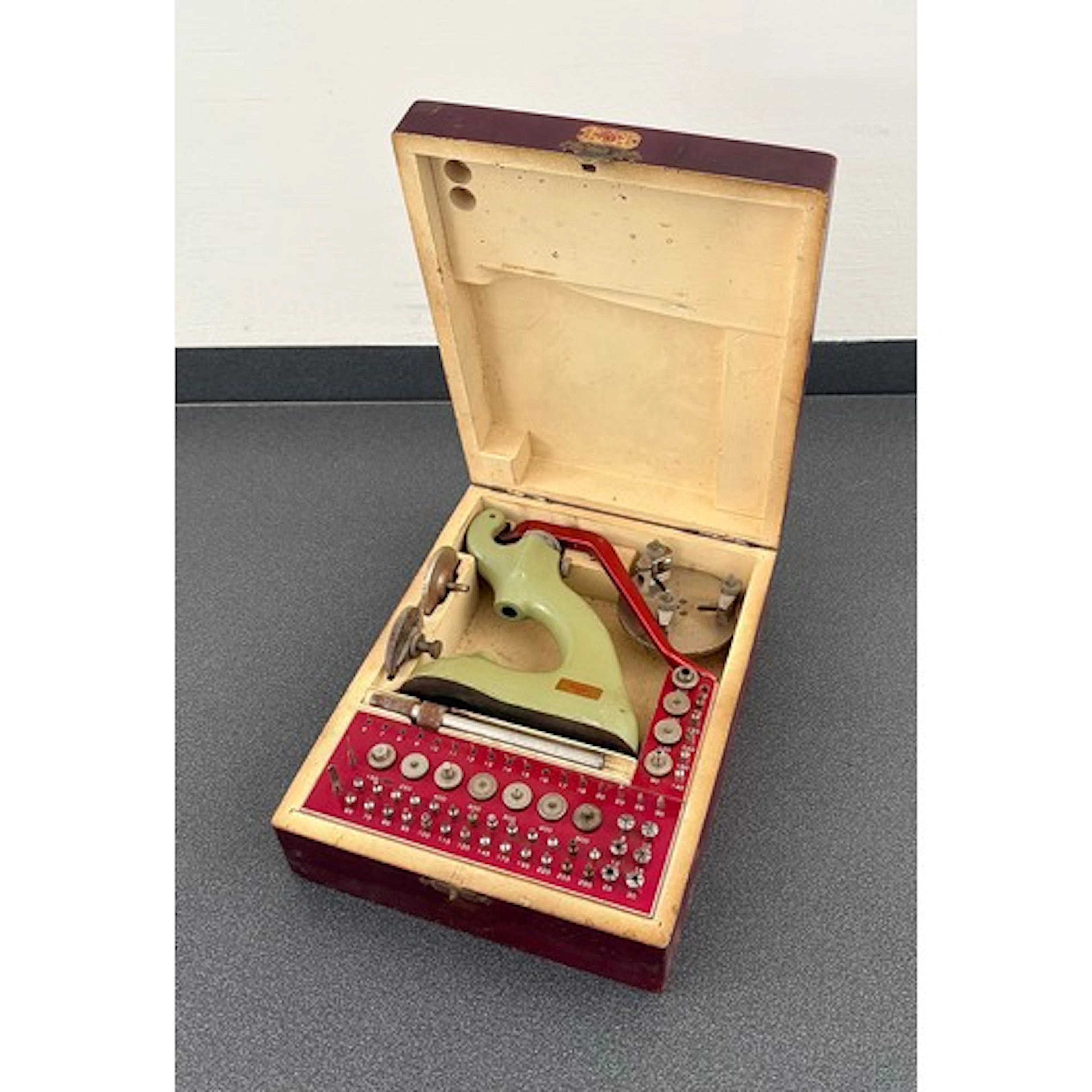 Favorite watch-jewelling outfit, within a wooden case...