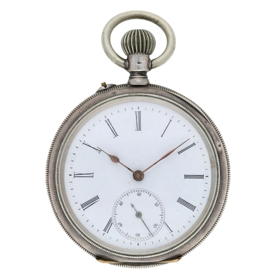 Erotic white metal and enamel lever pocket watch, the moveme...