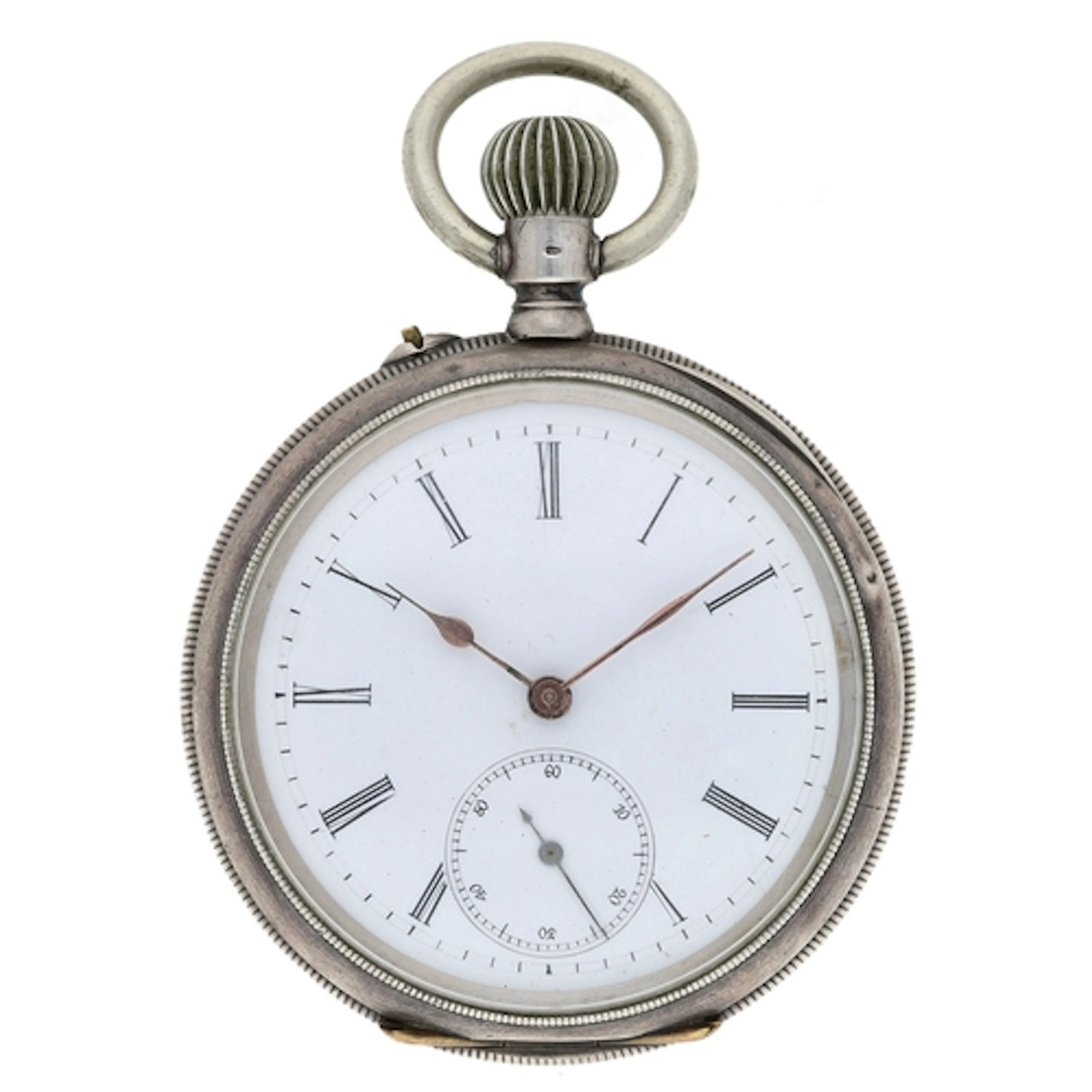 Erotic white metal and enamel lever pocket watch, the moveme...