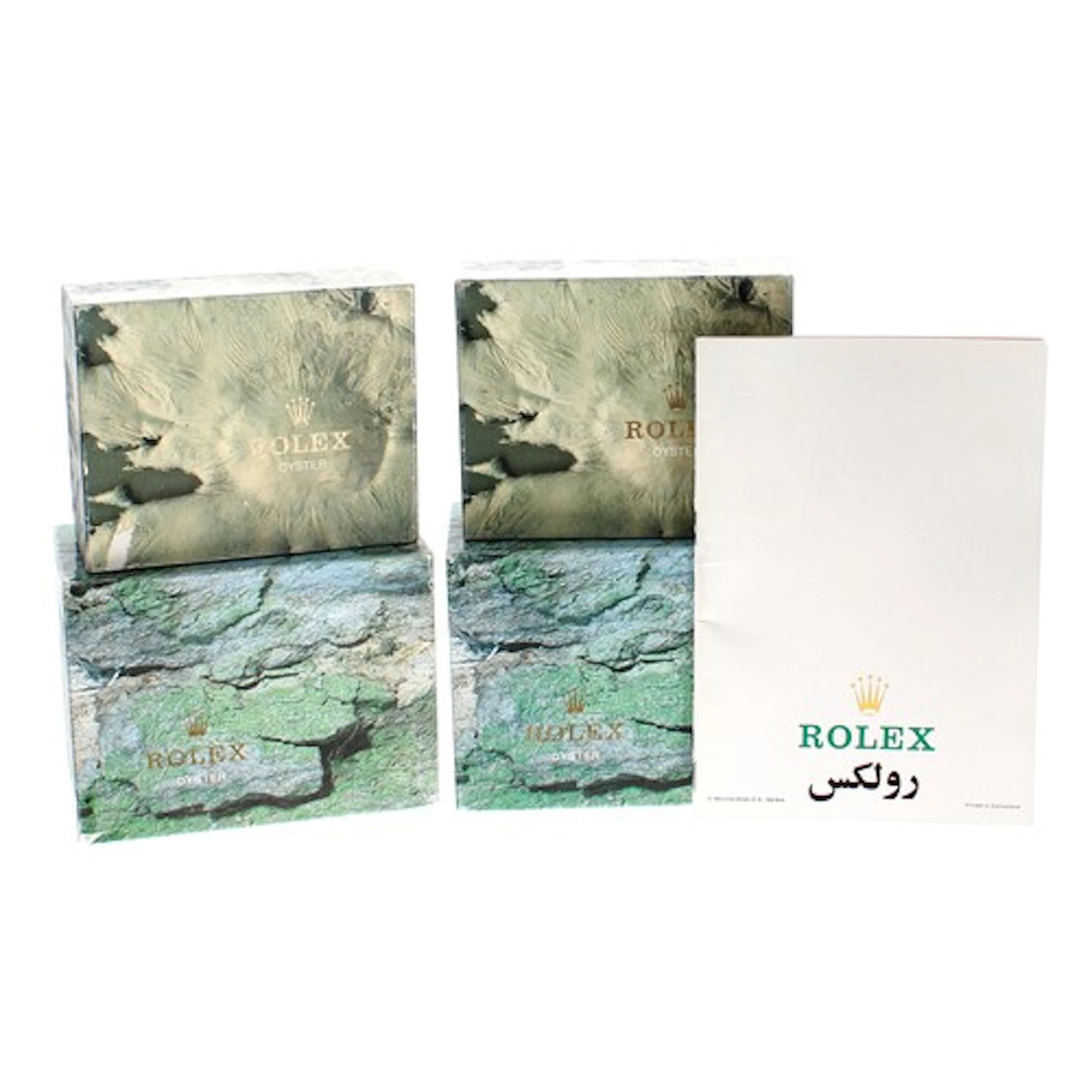 Two Rolex 'Moon Crater' wristwatch box outer covers, one ret...