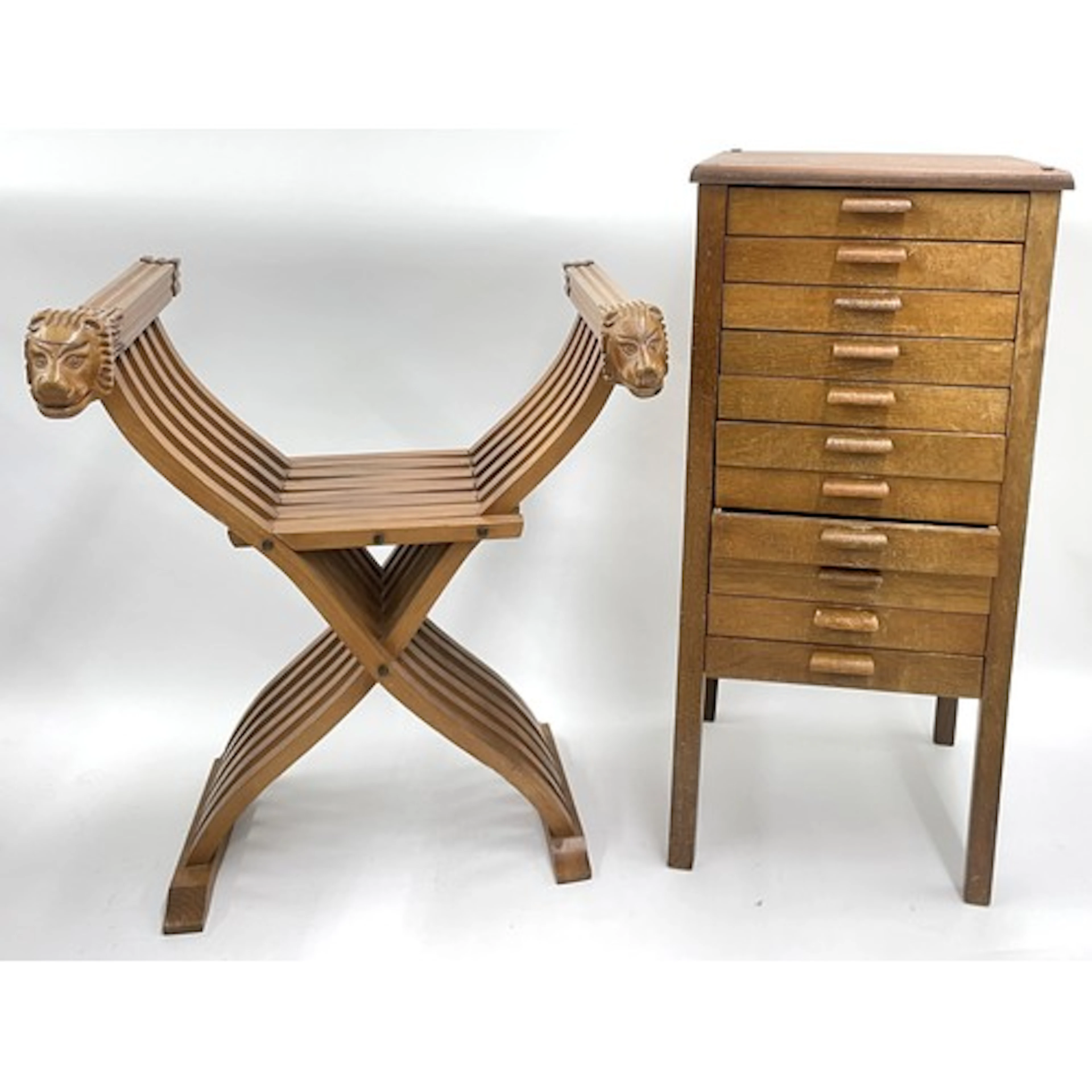 Eleven drawer wooden cabinet previously used to store and di...