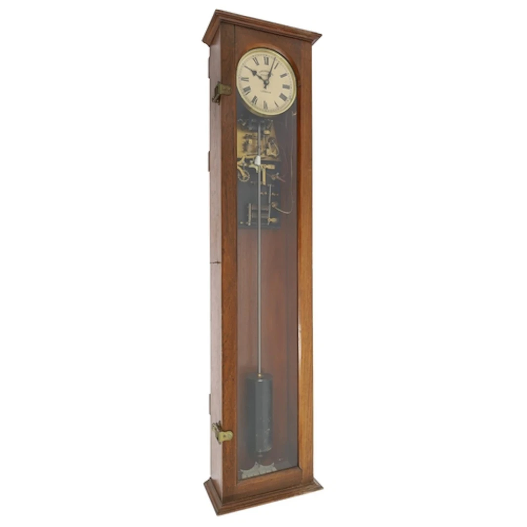 Early Synchronome master clock, the 7" dial with Roman numer...