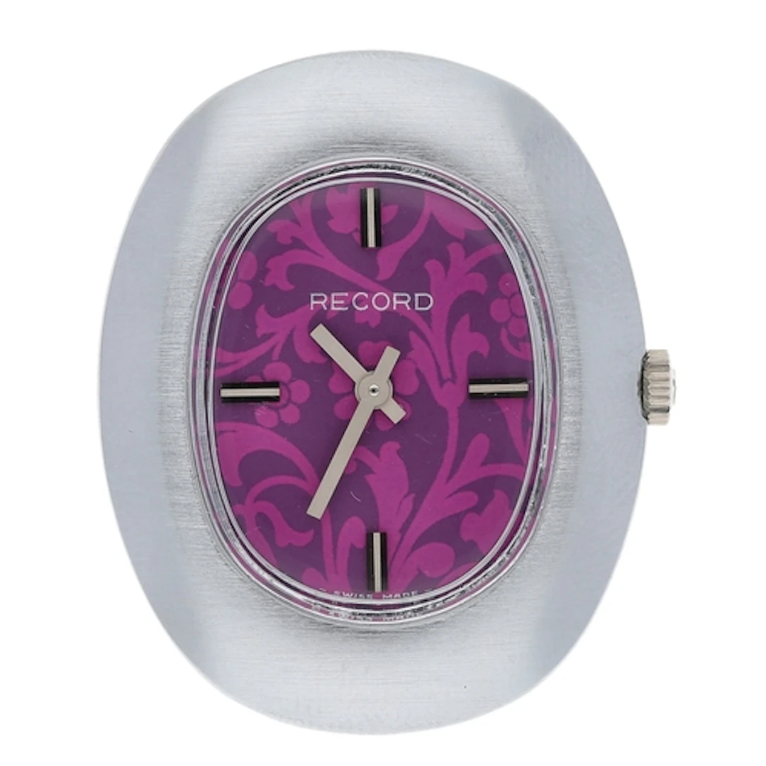 Record oval wristwatch, oval two-tone decorated dial, Record...