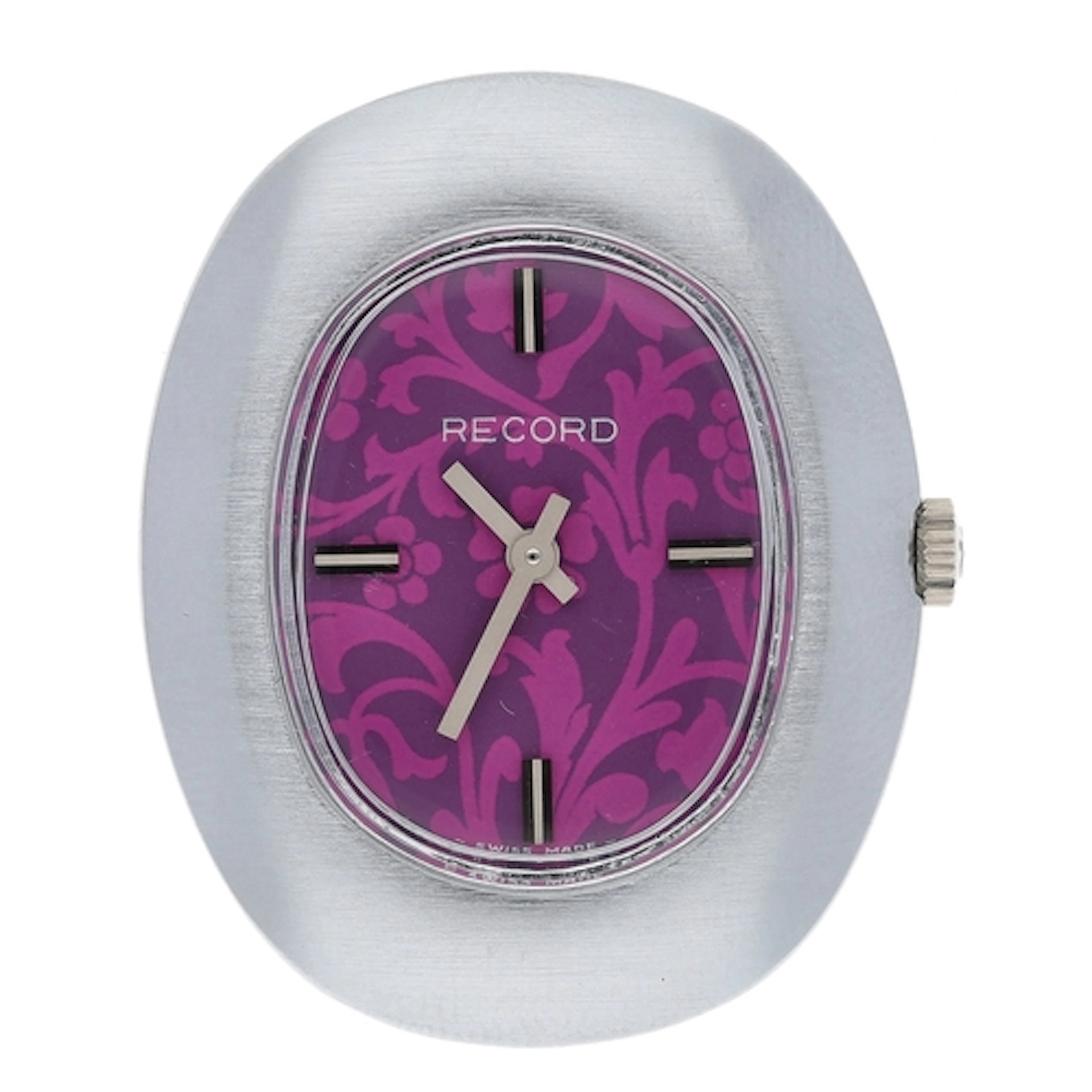 Record oval wristwatch, oval two-tone decorated dial, Record...