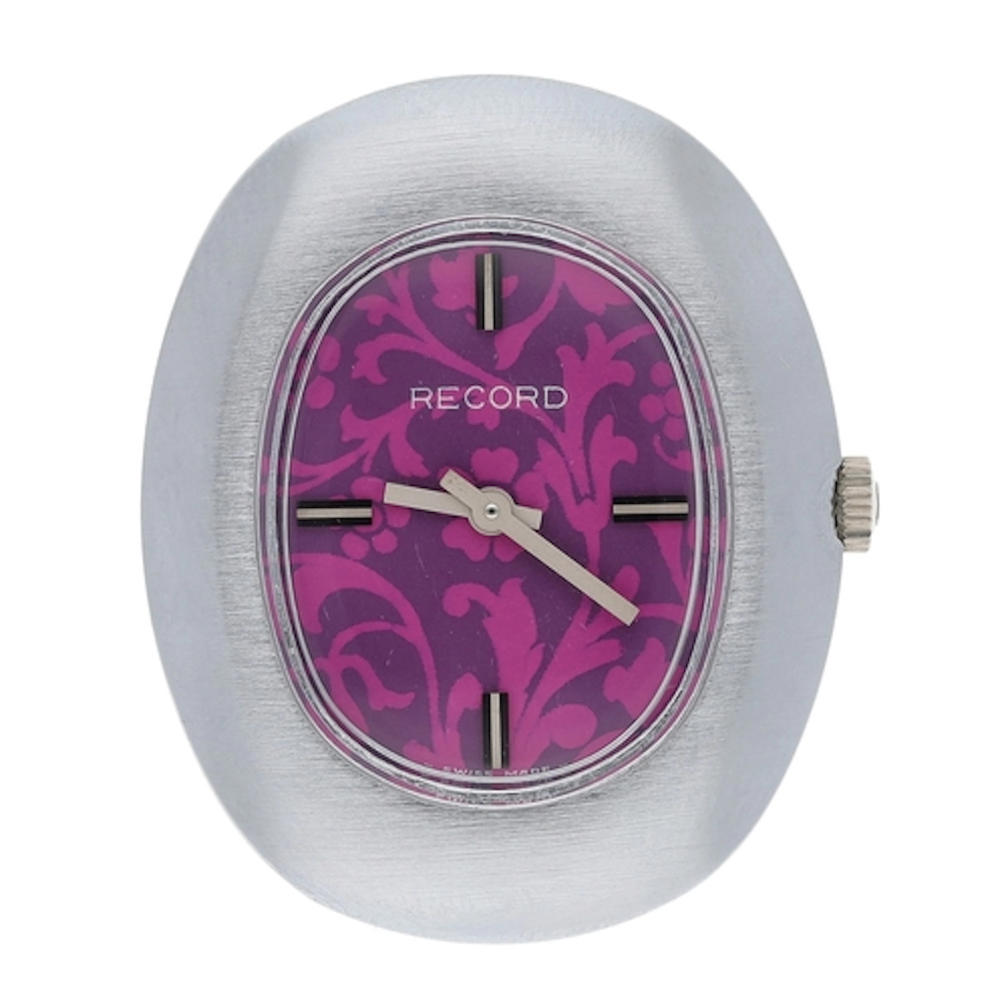 Record oval wristwatch, oval two-tone decorated dial, Record...