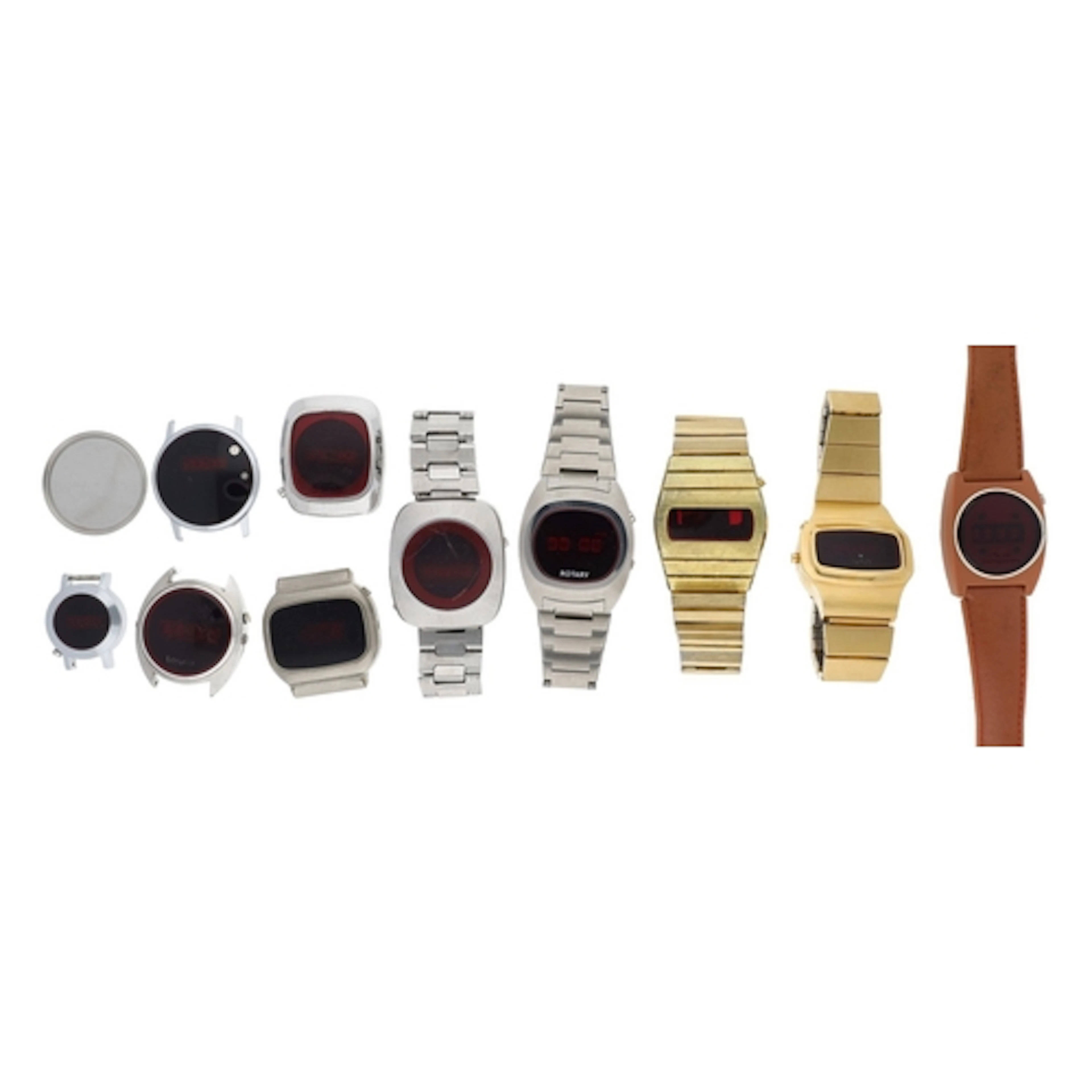 Rotary digital LED gentleman's wristwatch for repair, quartz...