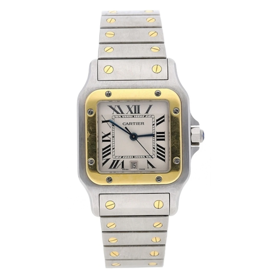 Cartier Santos Galbee mid-size stainless steel and gold wris...