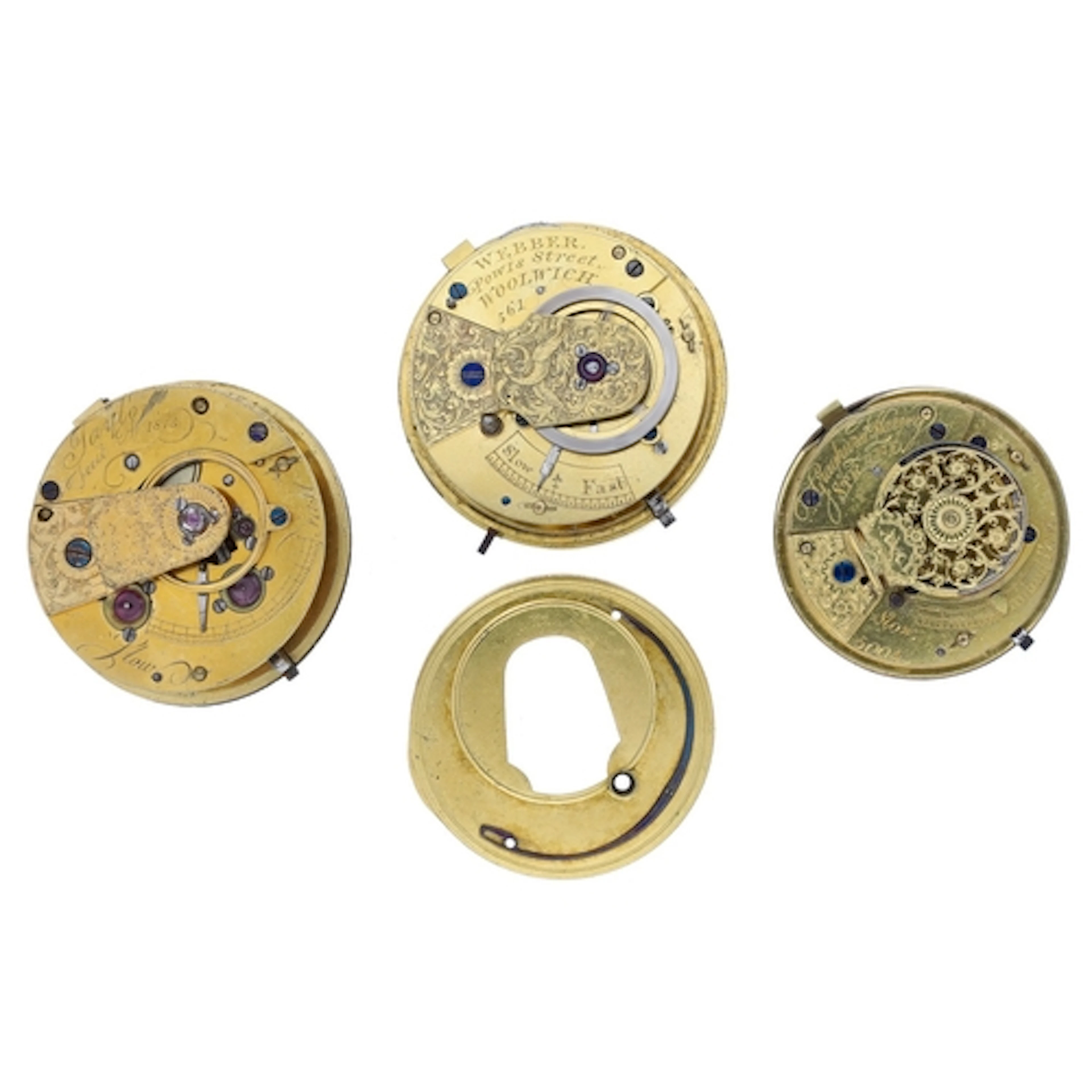 Taylor - jewelled verge pocket watch movement with enamel di...