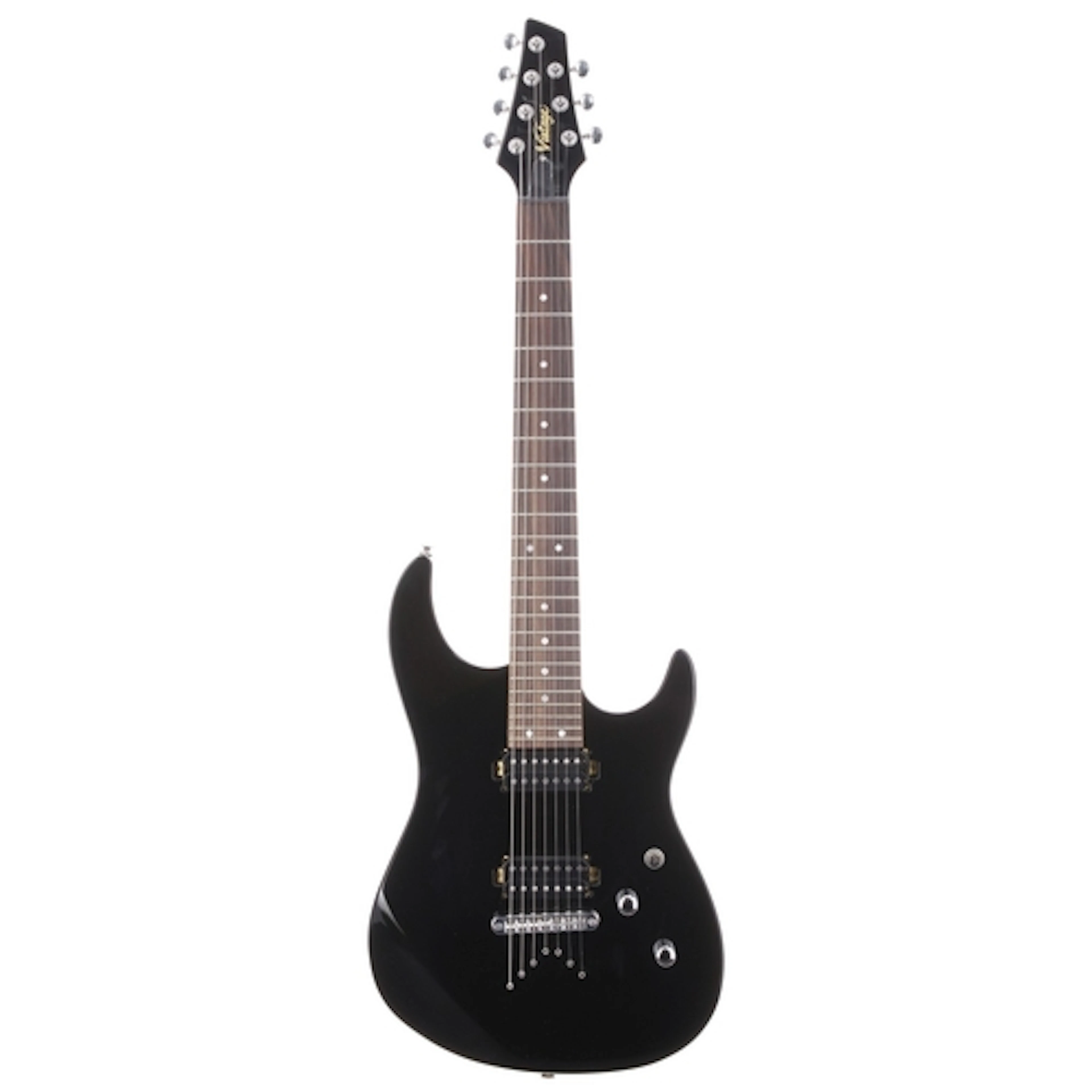 JHS Vintage seven string electric guitar, gloss black finish...