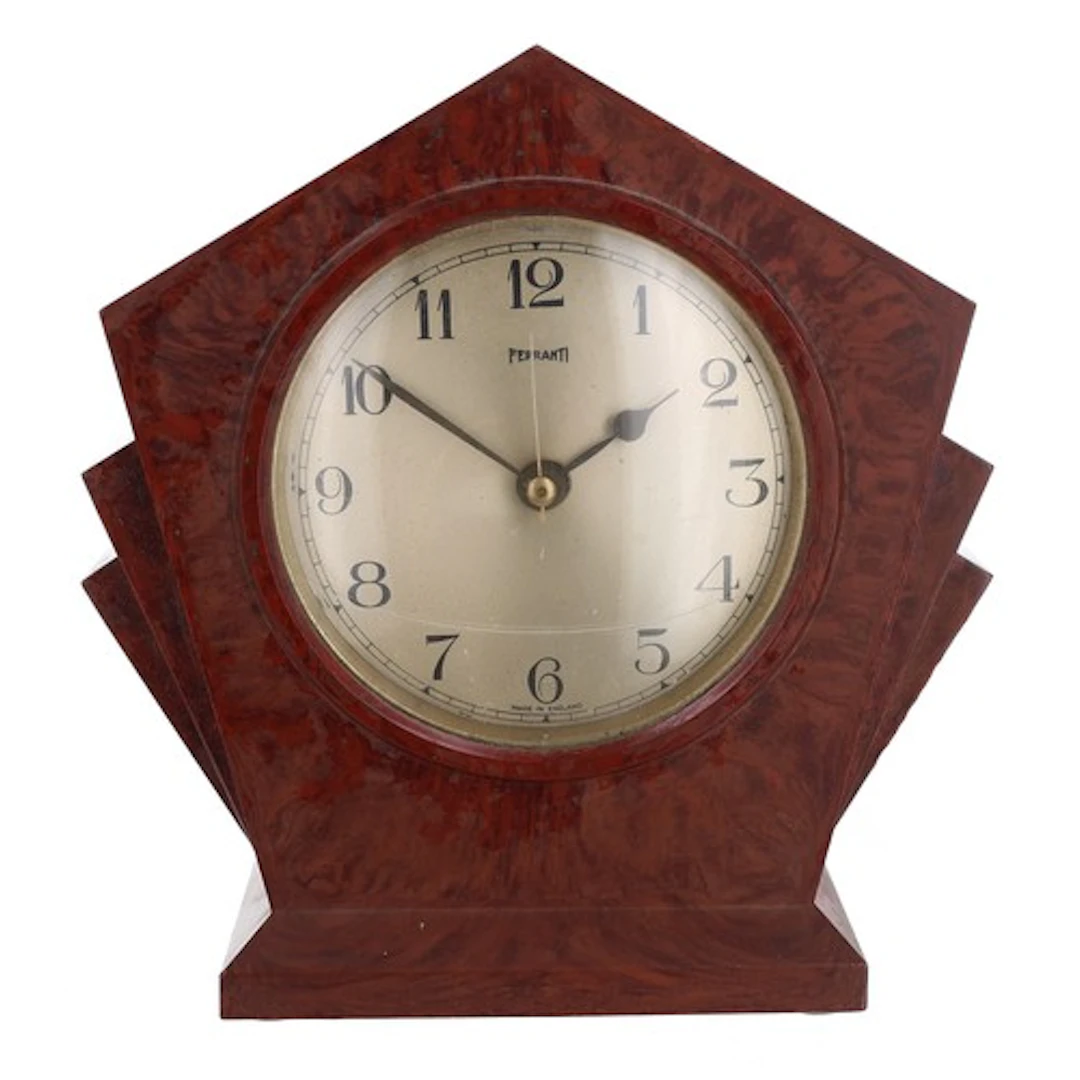 Art Deco Ferranti electric mantel clock in an tortoiseshell ...