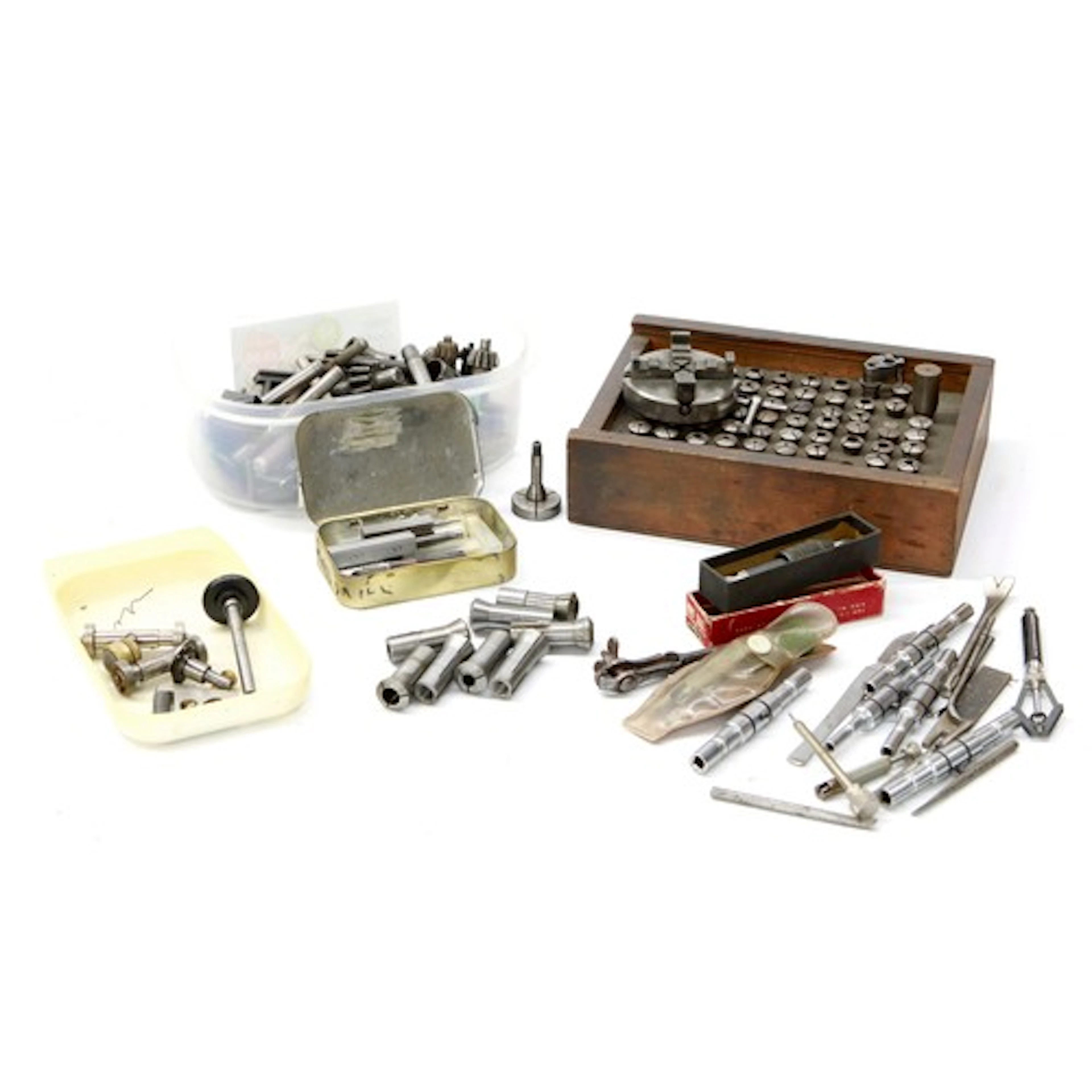 Box containing various small workshop tools, allen keys, chu...