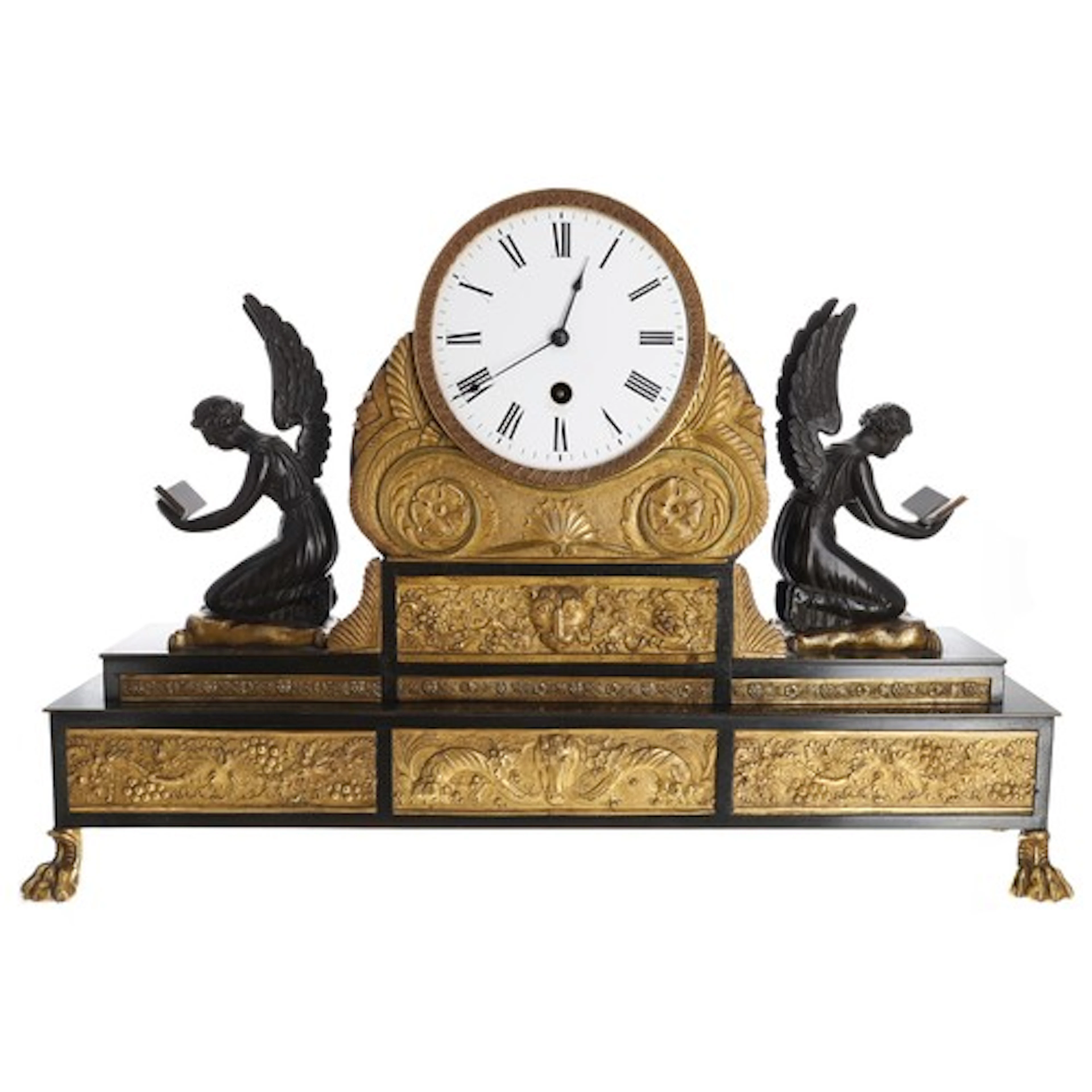 Regency ormolu and bronze mantel clock, the single fusee mov...