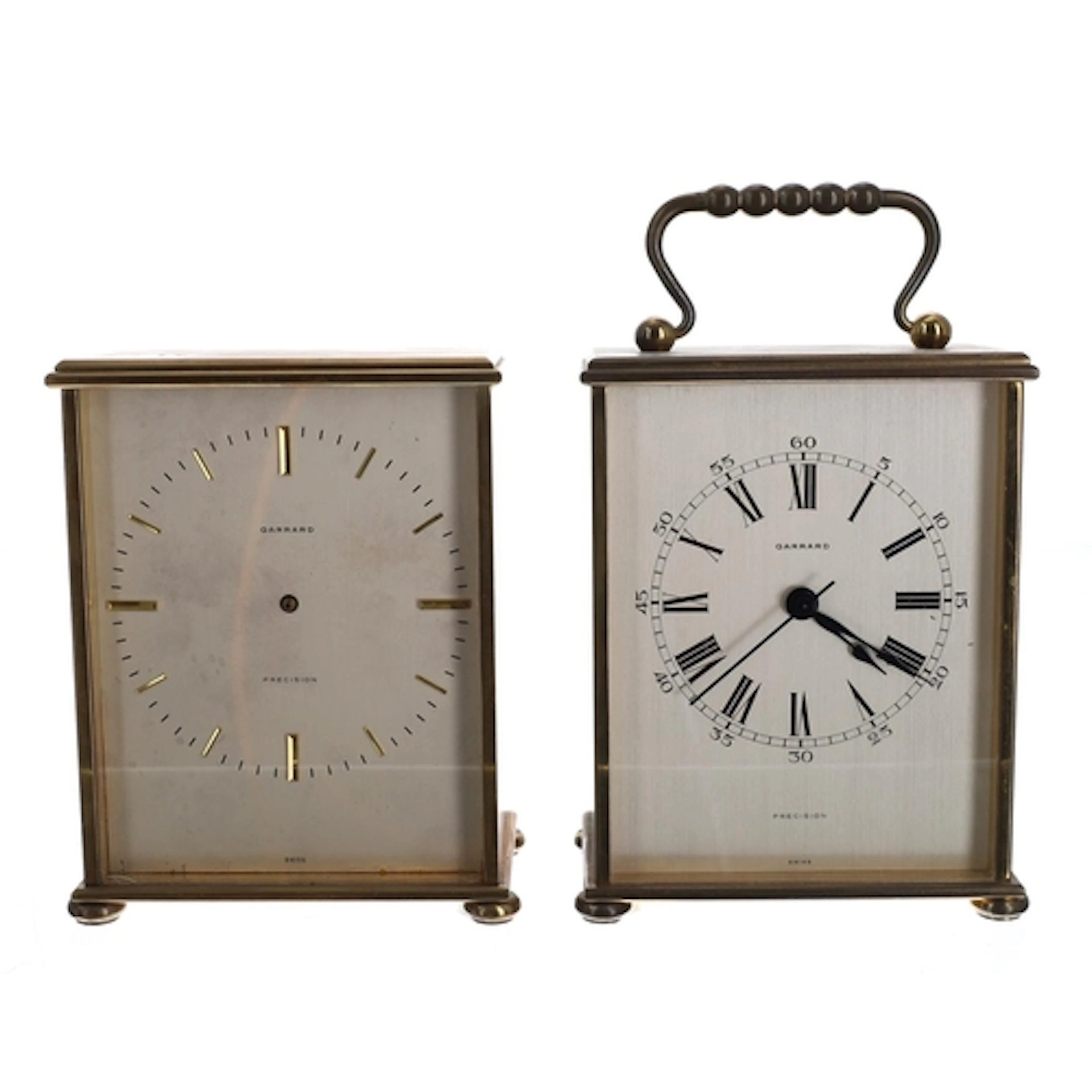 Garrard Precision electric brushed brass cased mantel clock,...