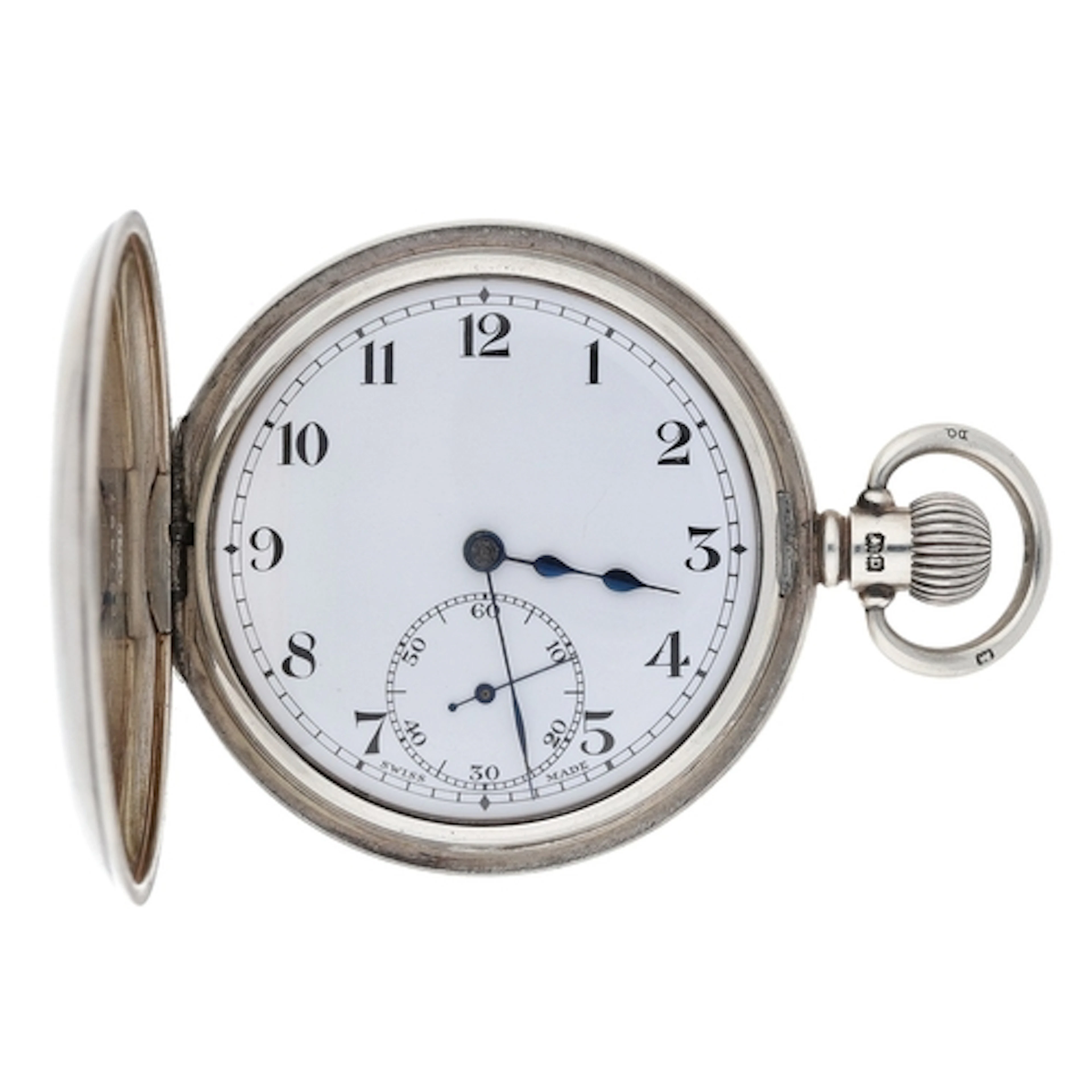George V silver lever half hunter pocket watch, Birmingham 1...
