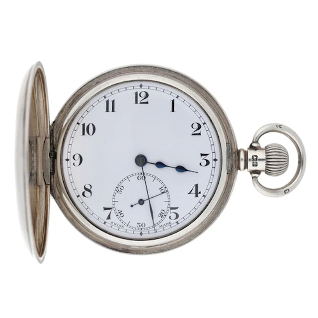 George V silver lever half hunter pocket watch, Birmingham 1...