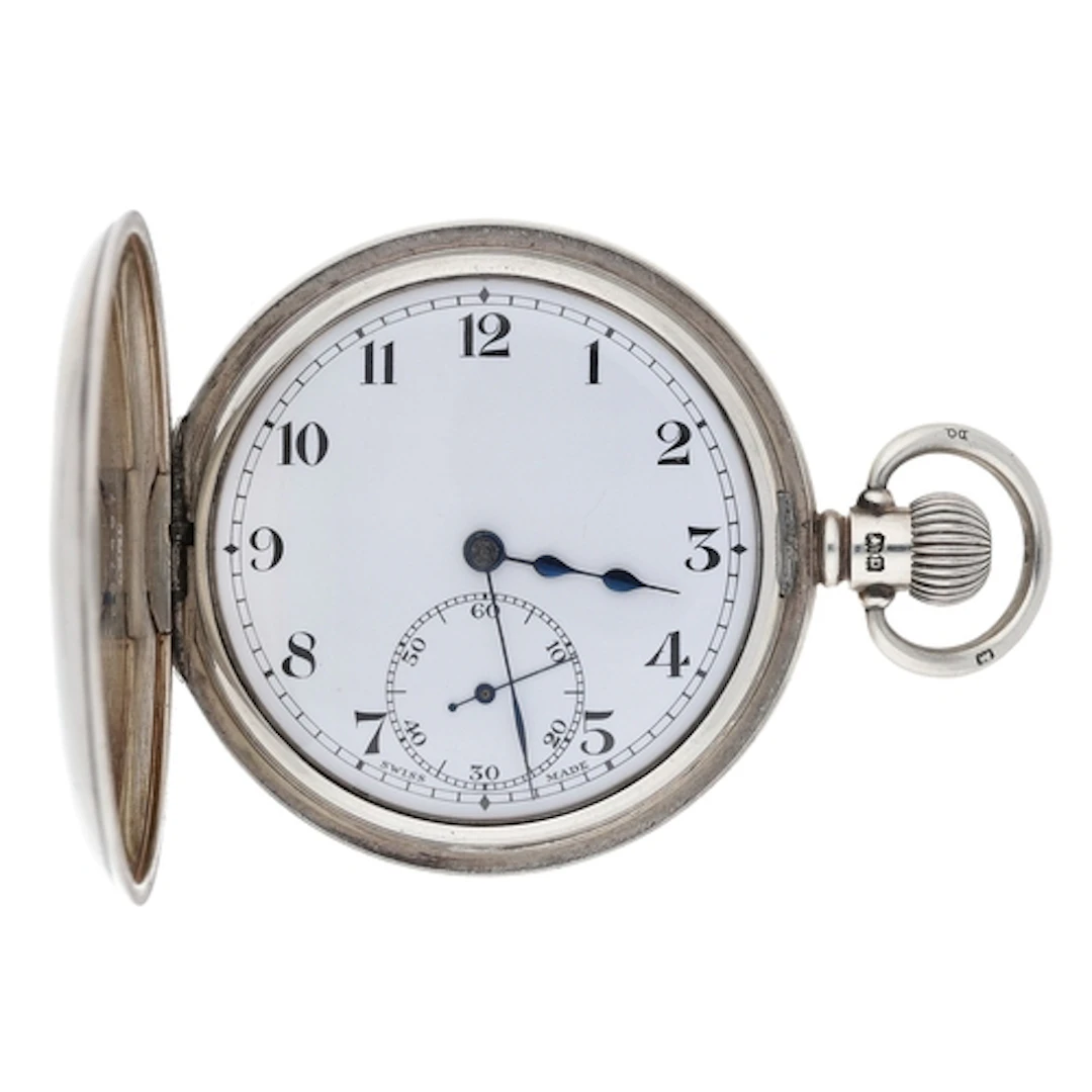 George V silver lever half hunter pocket watch, Birmingham 1...