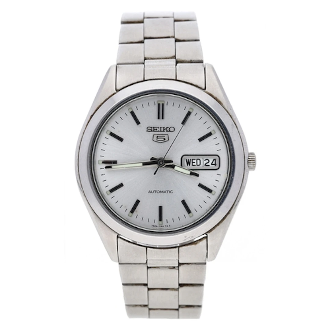 Seiko 5 automatic day/day stainless steel gentleman's wristw...