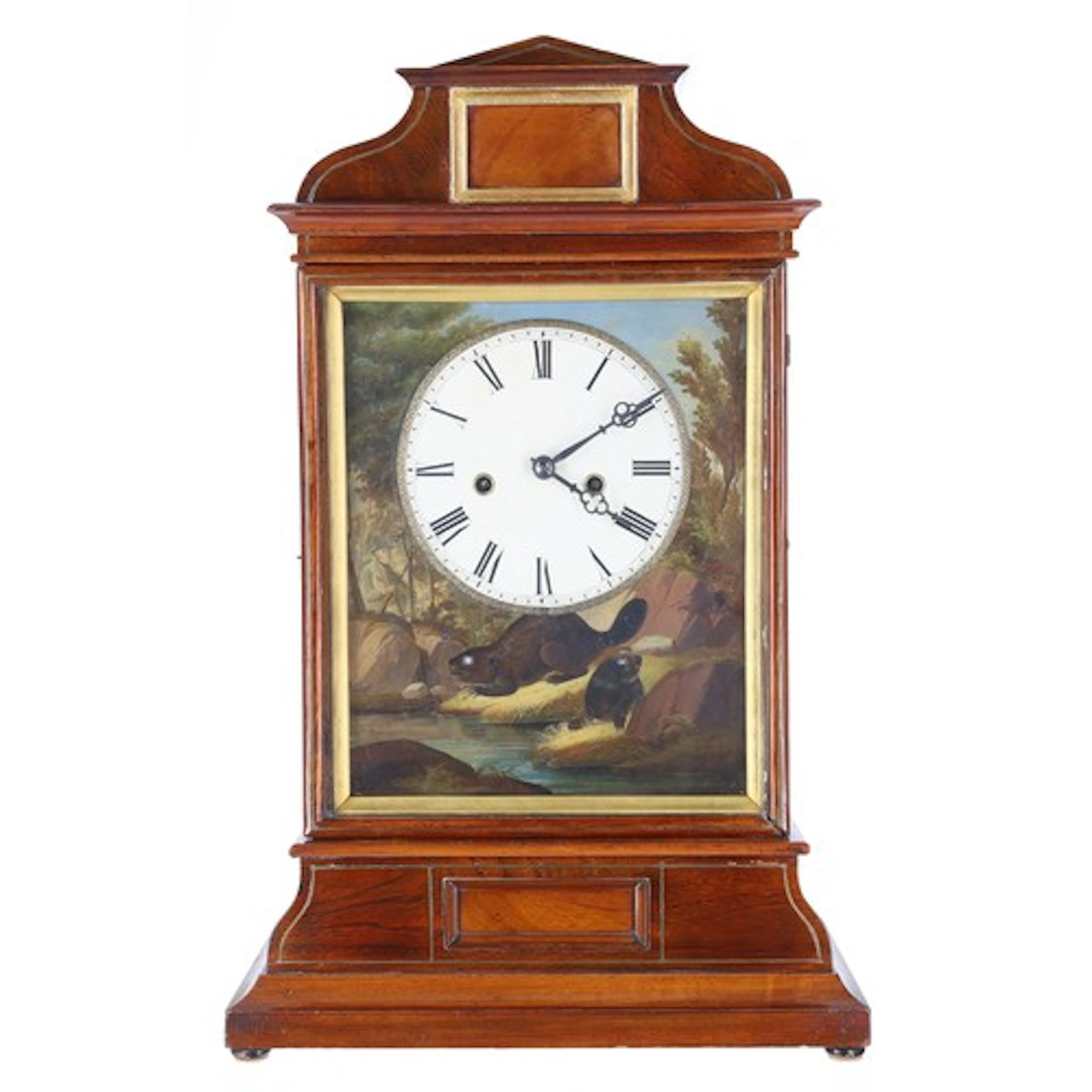 Fine German Black Forest automaton mahogany table clock by R...