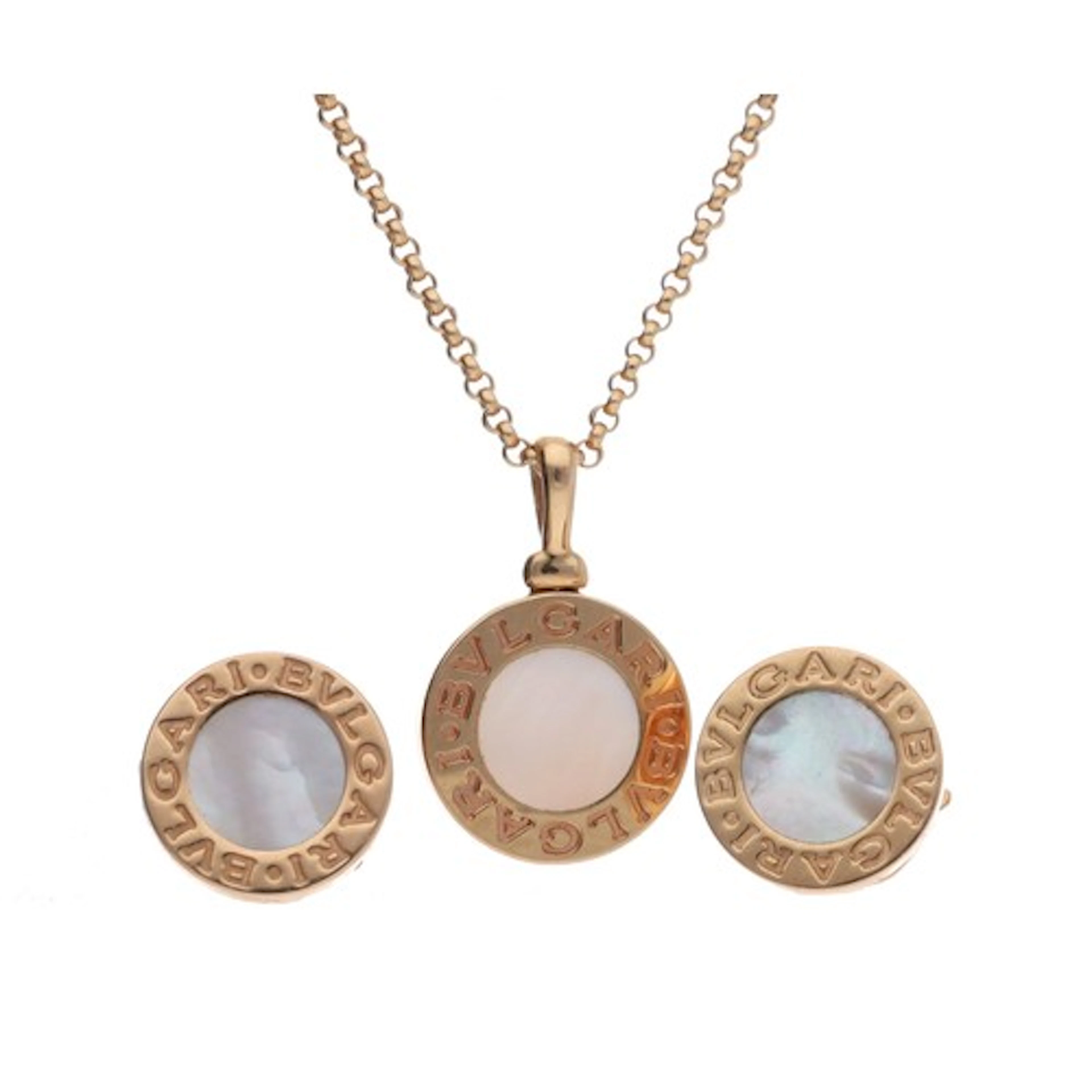 Bvlgari 18ct rose gold mother of pearl pendant necklace and ...