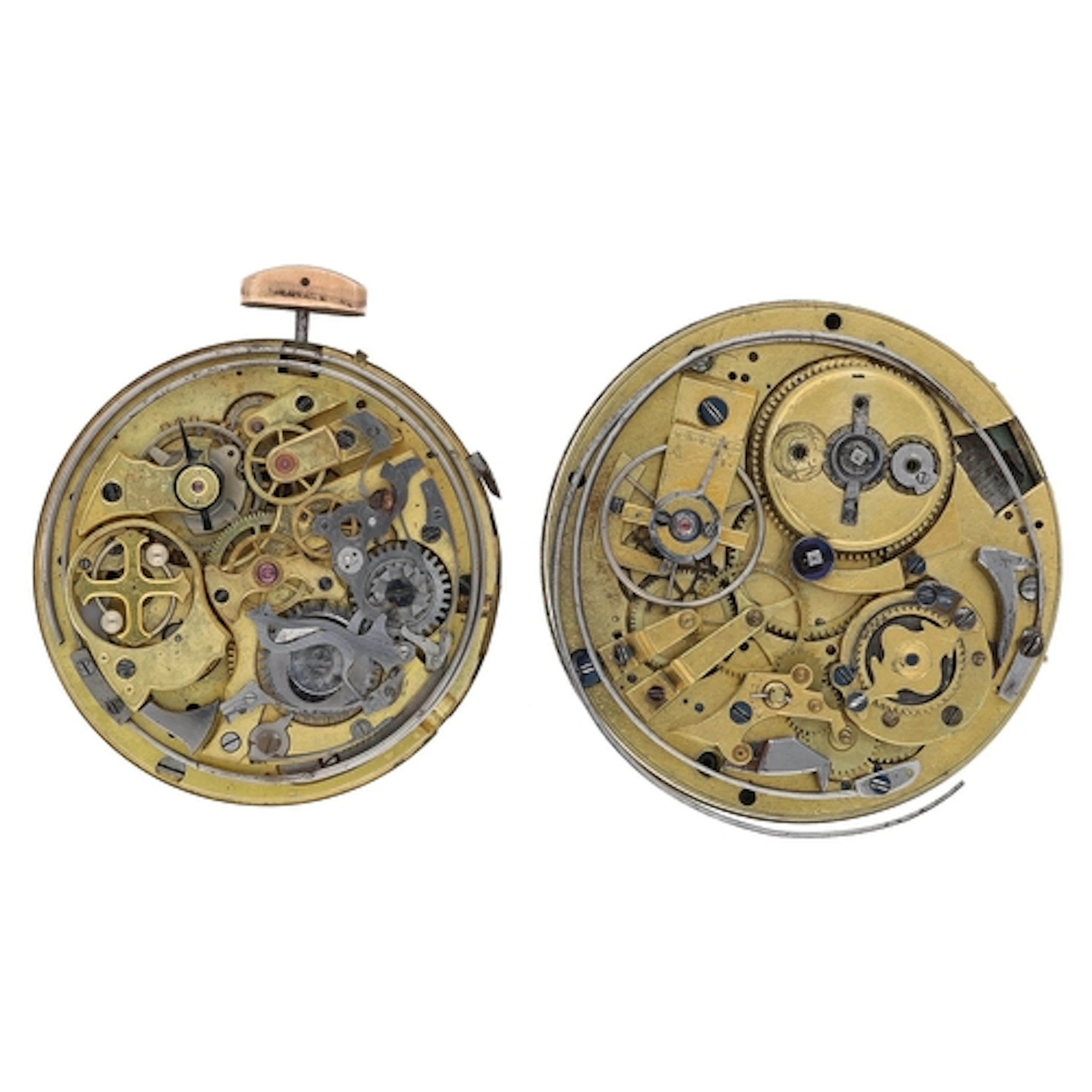 Continental chronograph repeating lever pocket watch movemen...