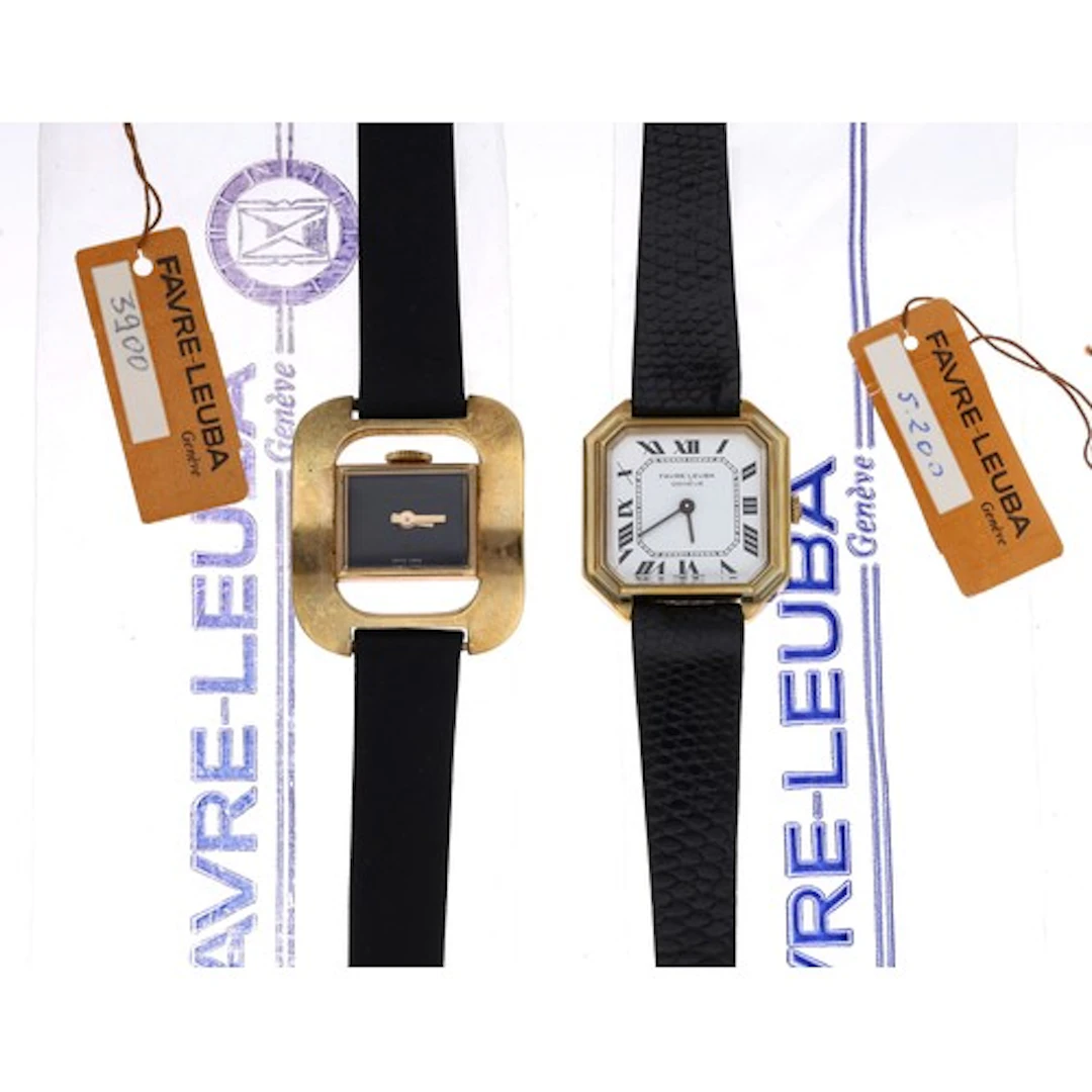 Favre-Leuba octagonal gold plated and stainless steel wristw...