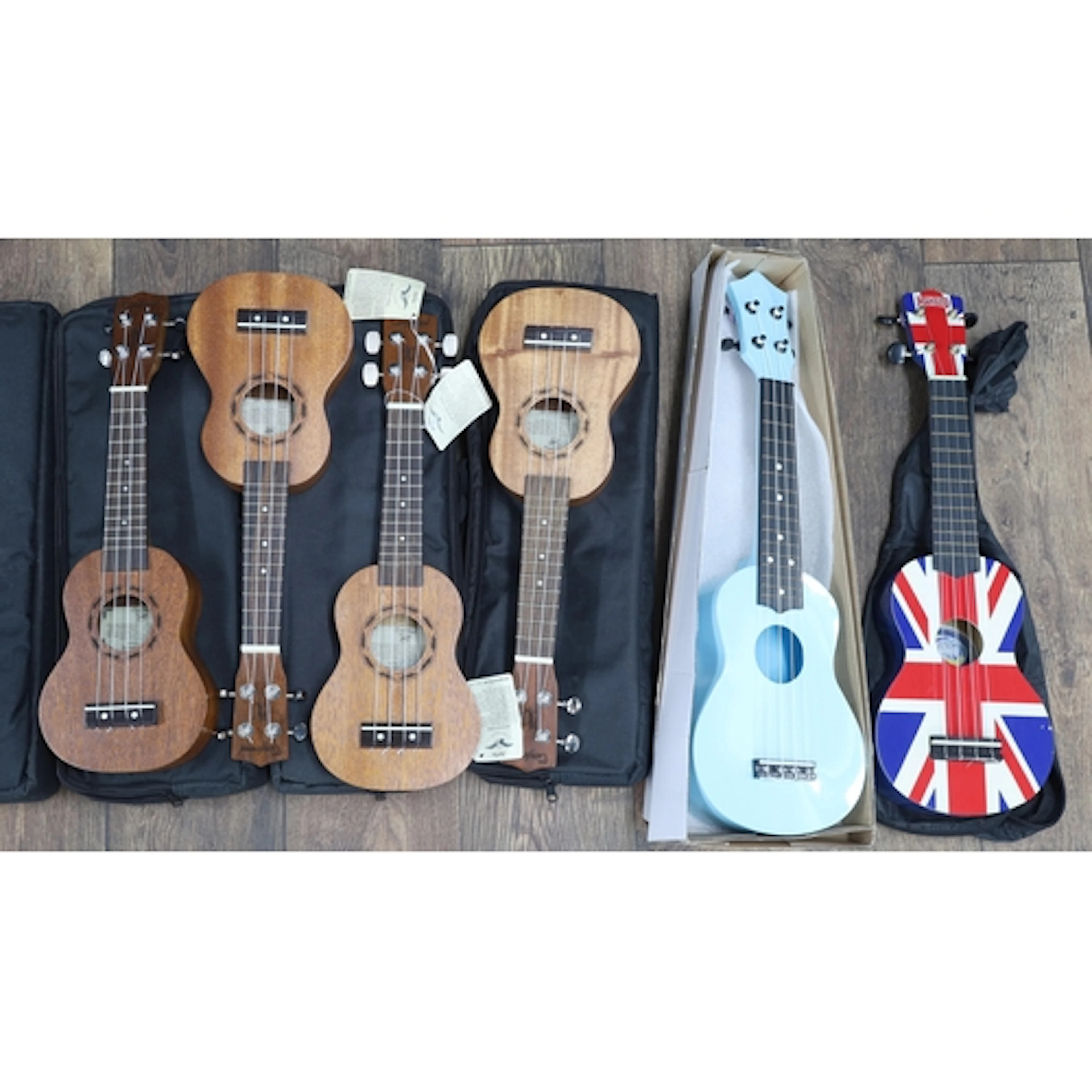 Group of four Tanglewood 'Tribal Spirit' model TUTRVM ukulel...
