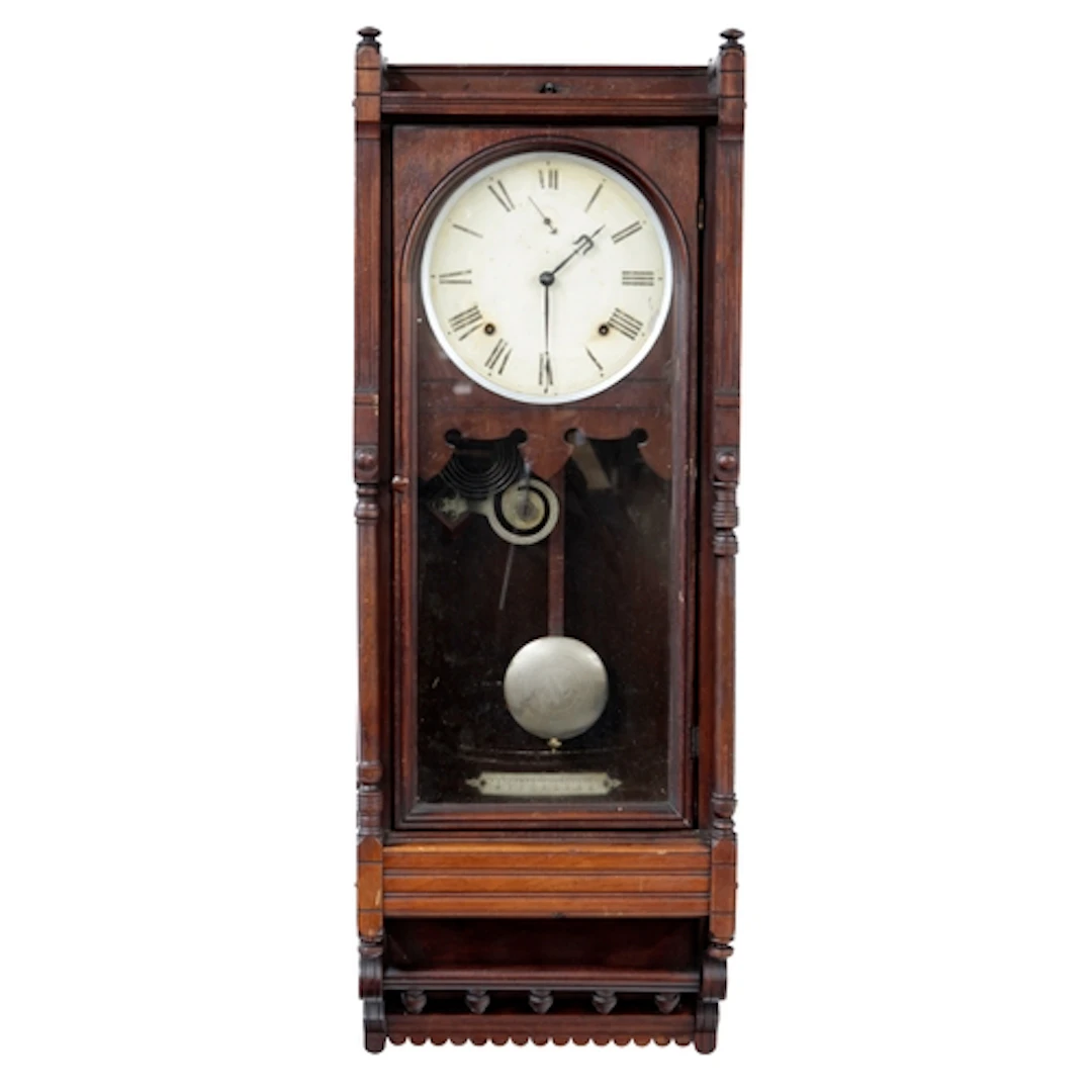 Late 19th century American mahogany two train chiming wall c...