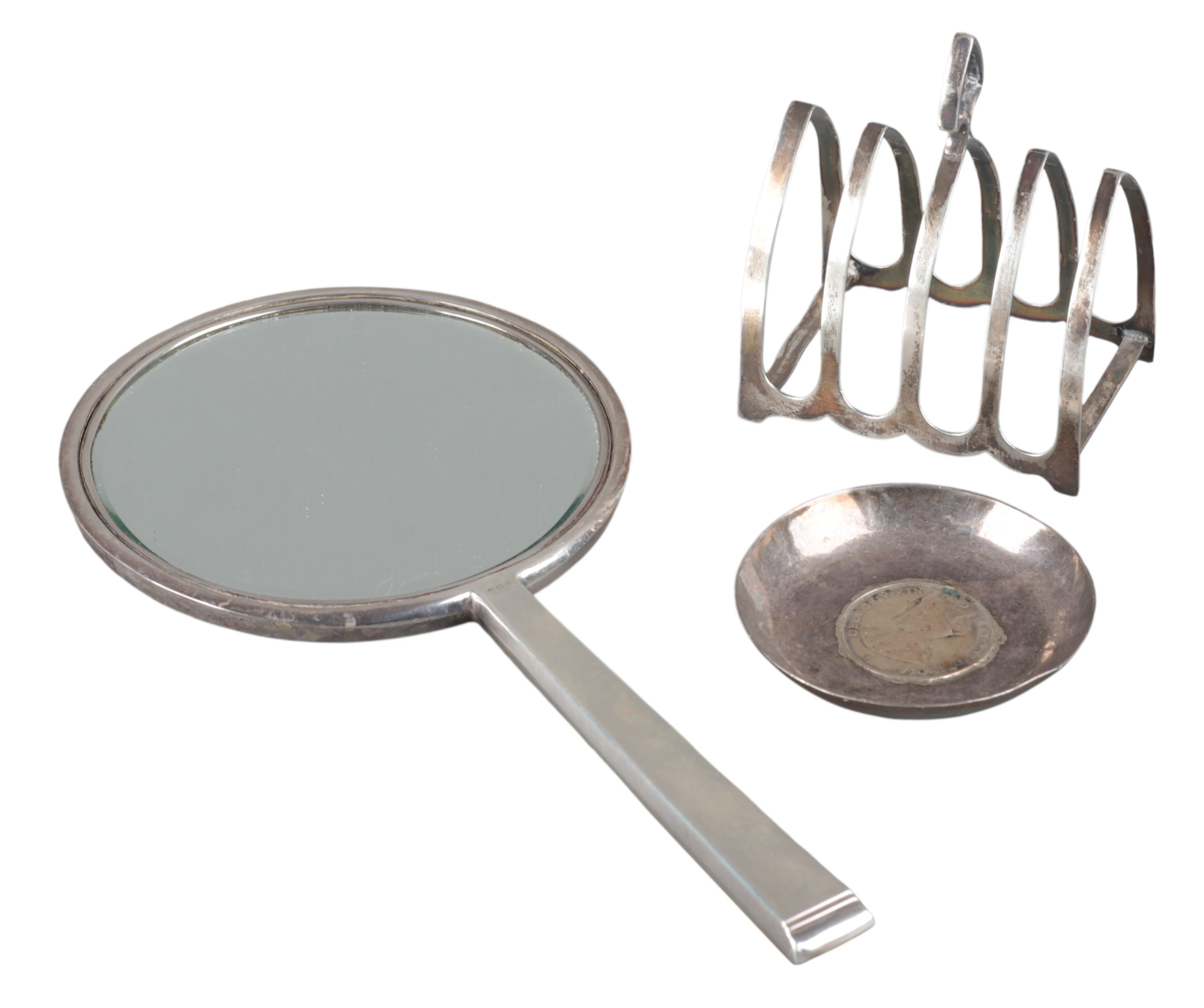 A GEORGE V SILVER TOASTRACK