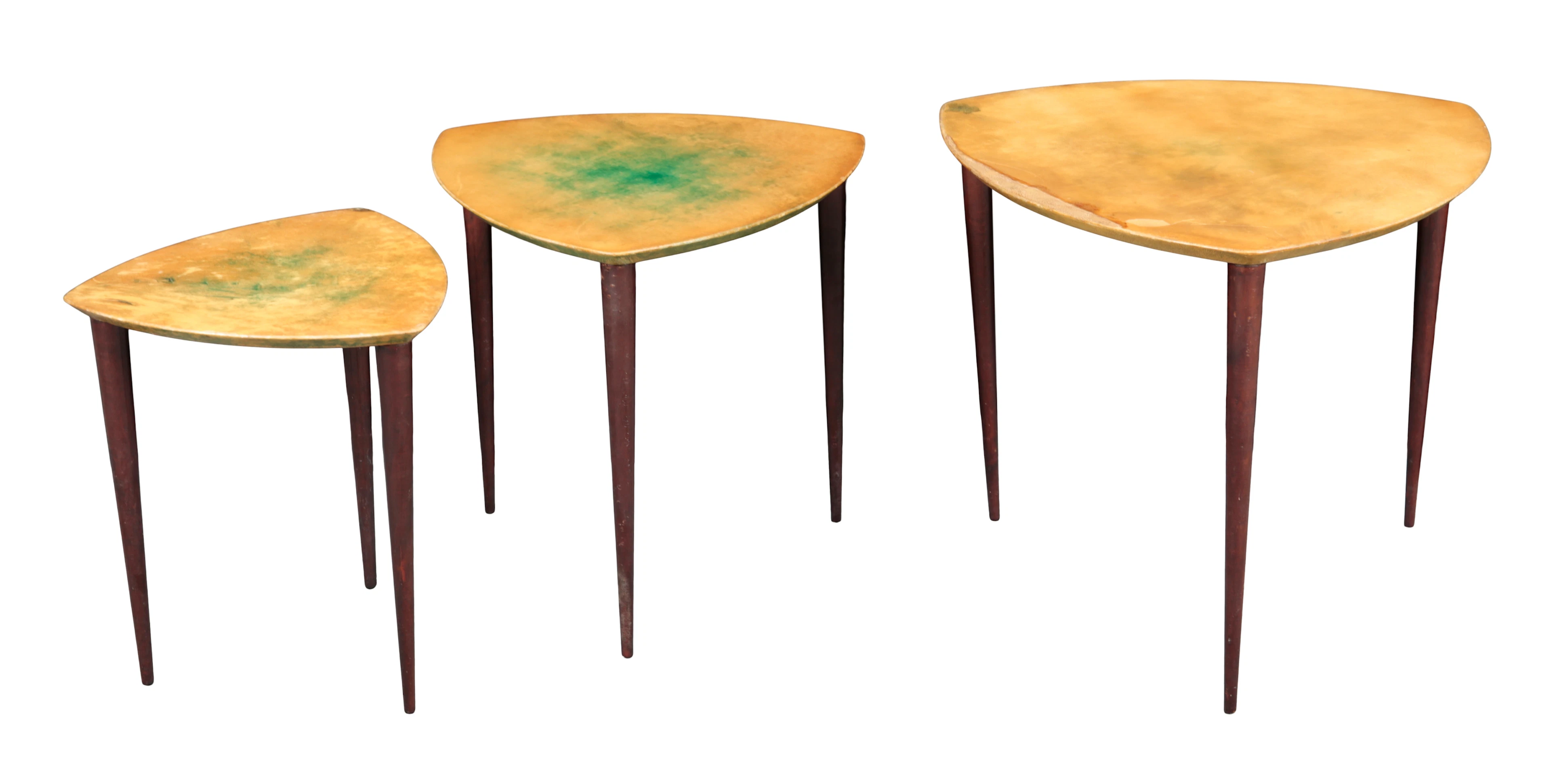 *ALDO TURA (1909-1963) A SET OF THREE GRADUATED OCCASIONAL TABLES