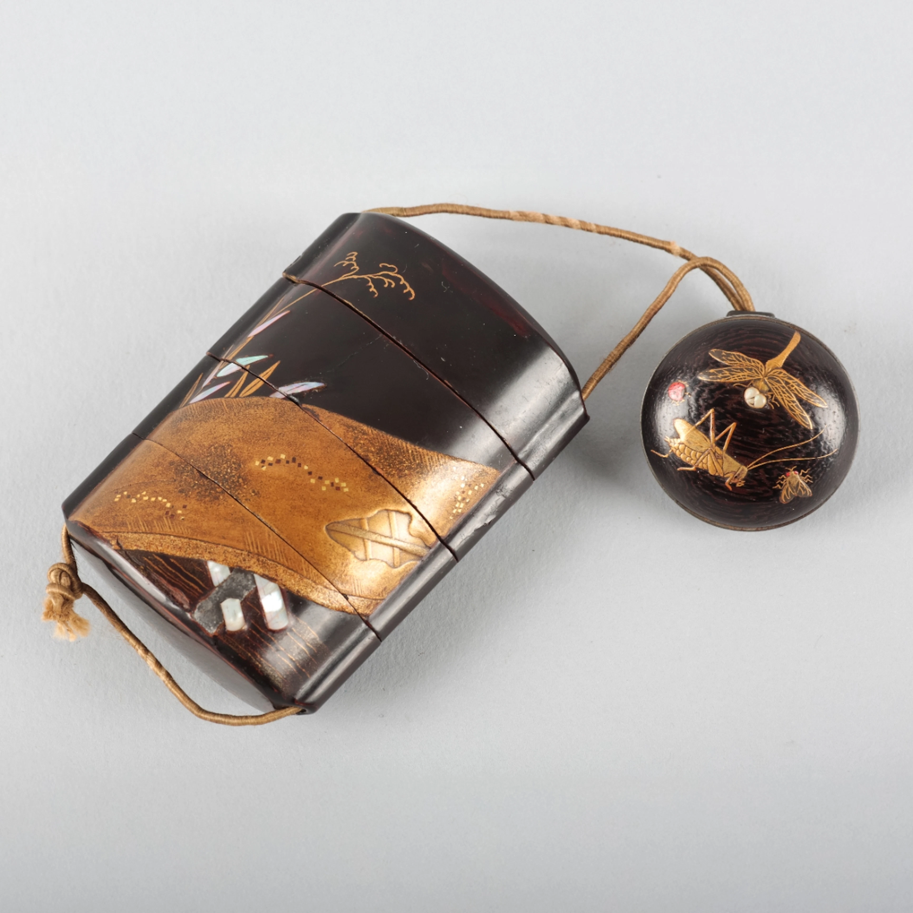 A FINE JAPANESE LACQUER THREE-CASE INRO