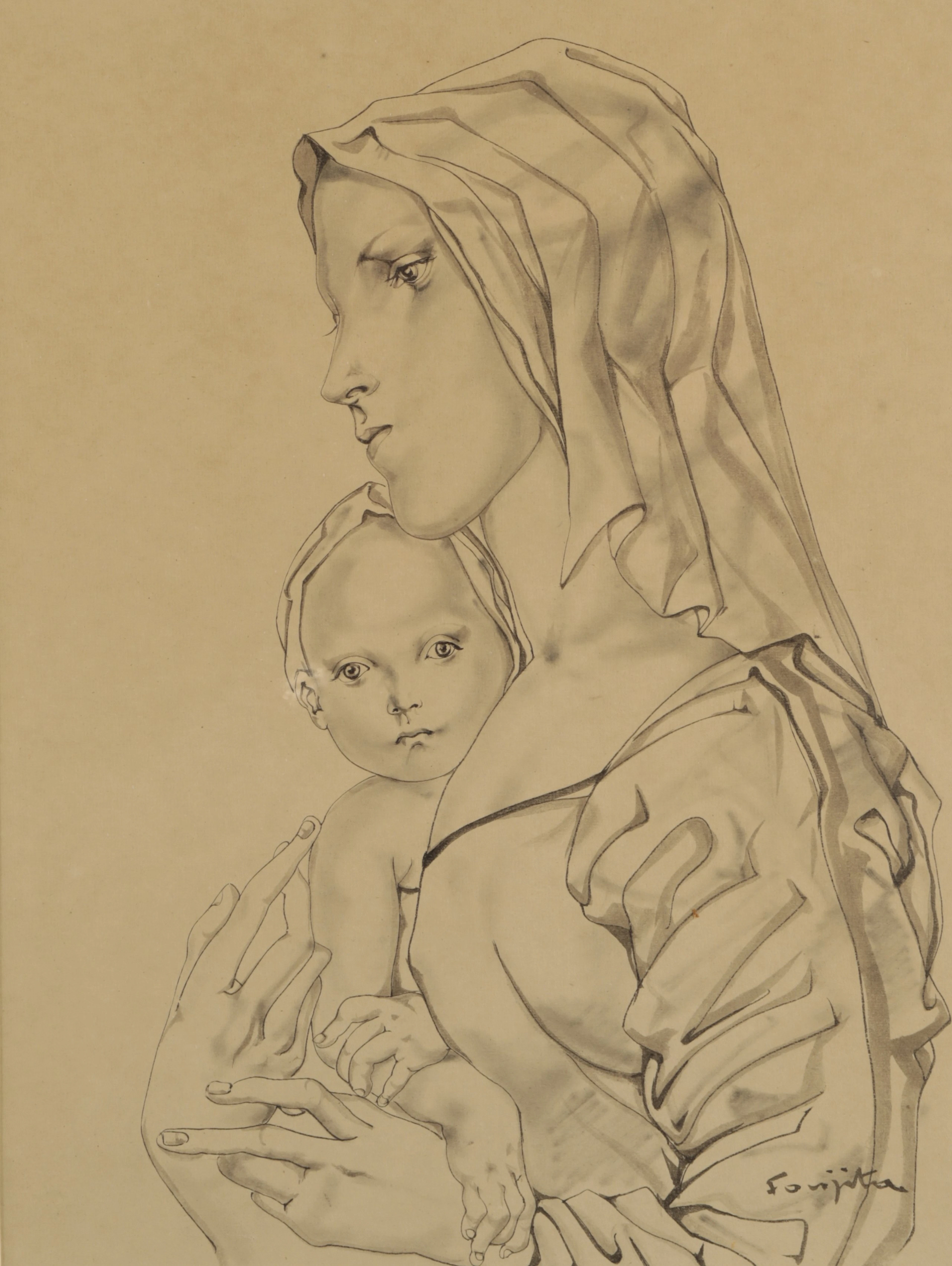 *TSUGUHARU FOUJITA (1886-1968) 'Mother and Child'