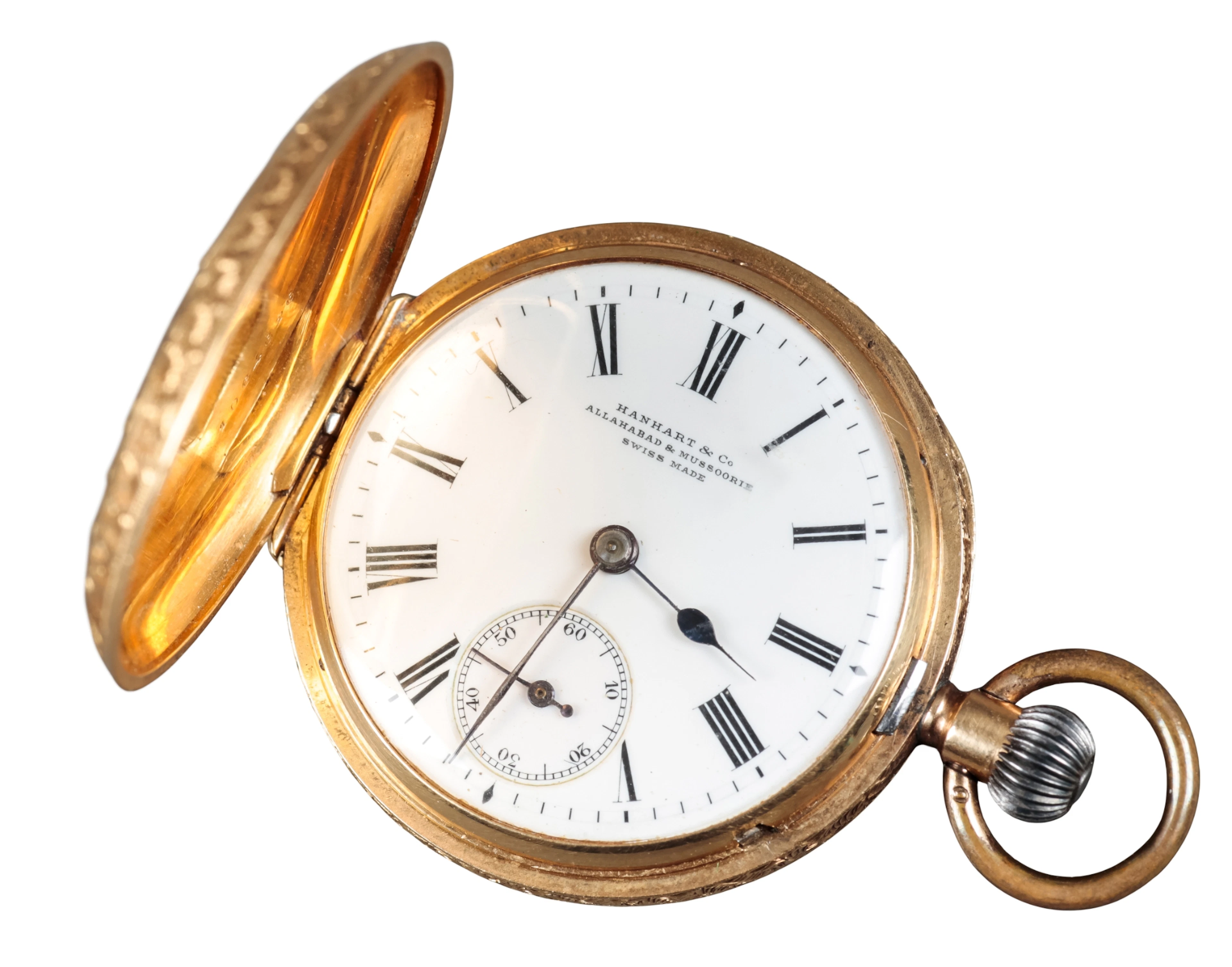 HANHART & CO.: AN 18CT GOLD FULL HUNTER POCKET WATCH