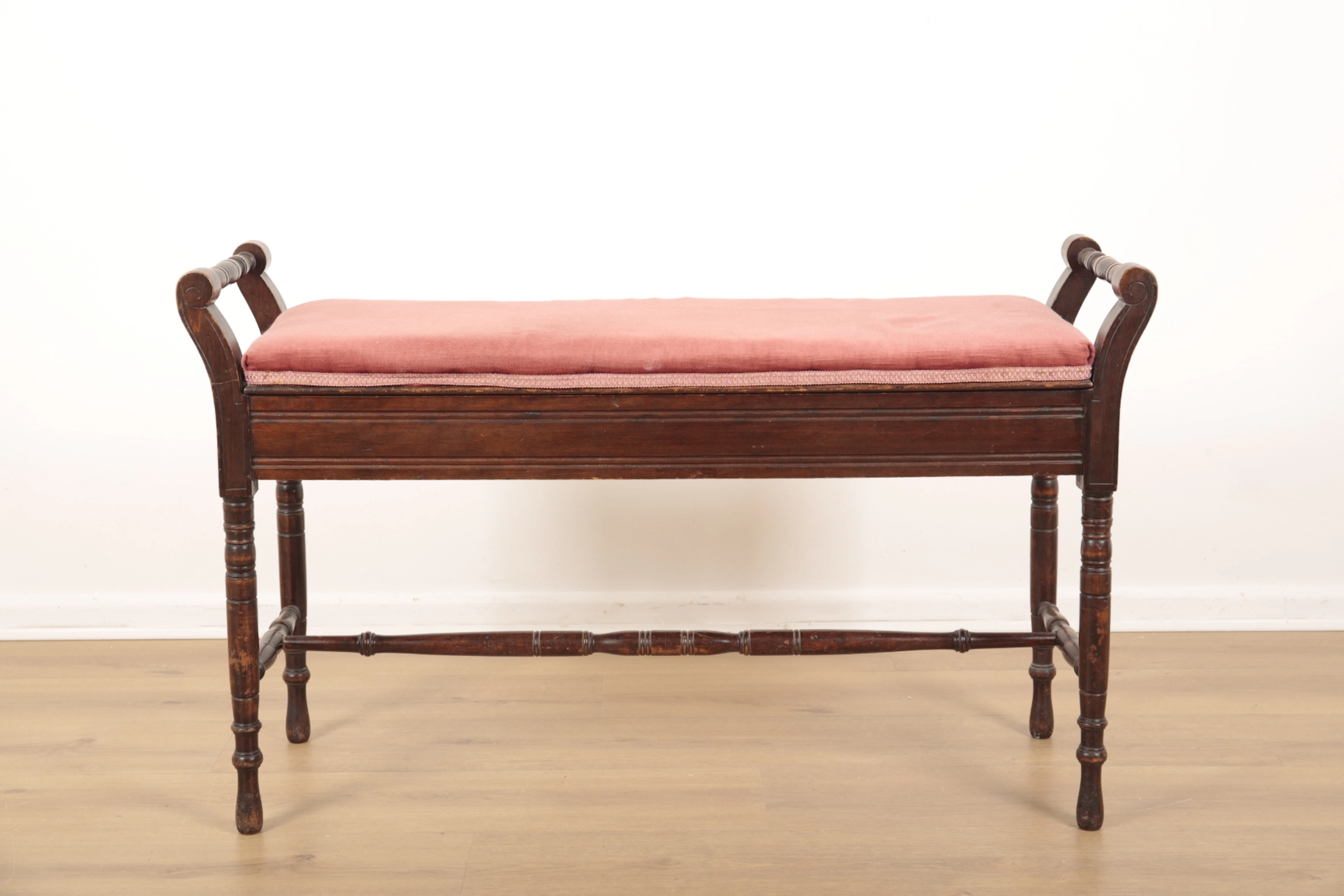 A LATE VICTORIAN BEECHWOOD DUET STOOL