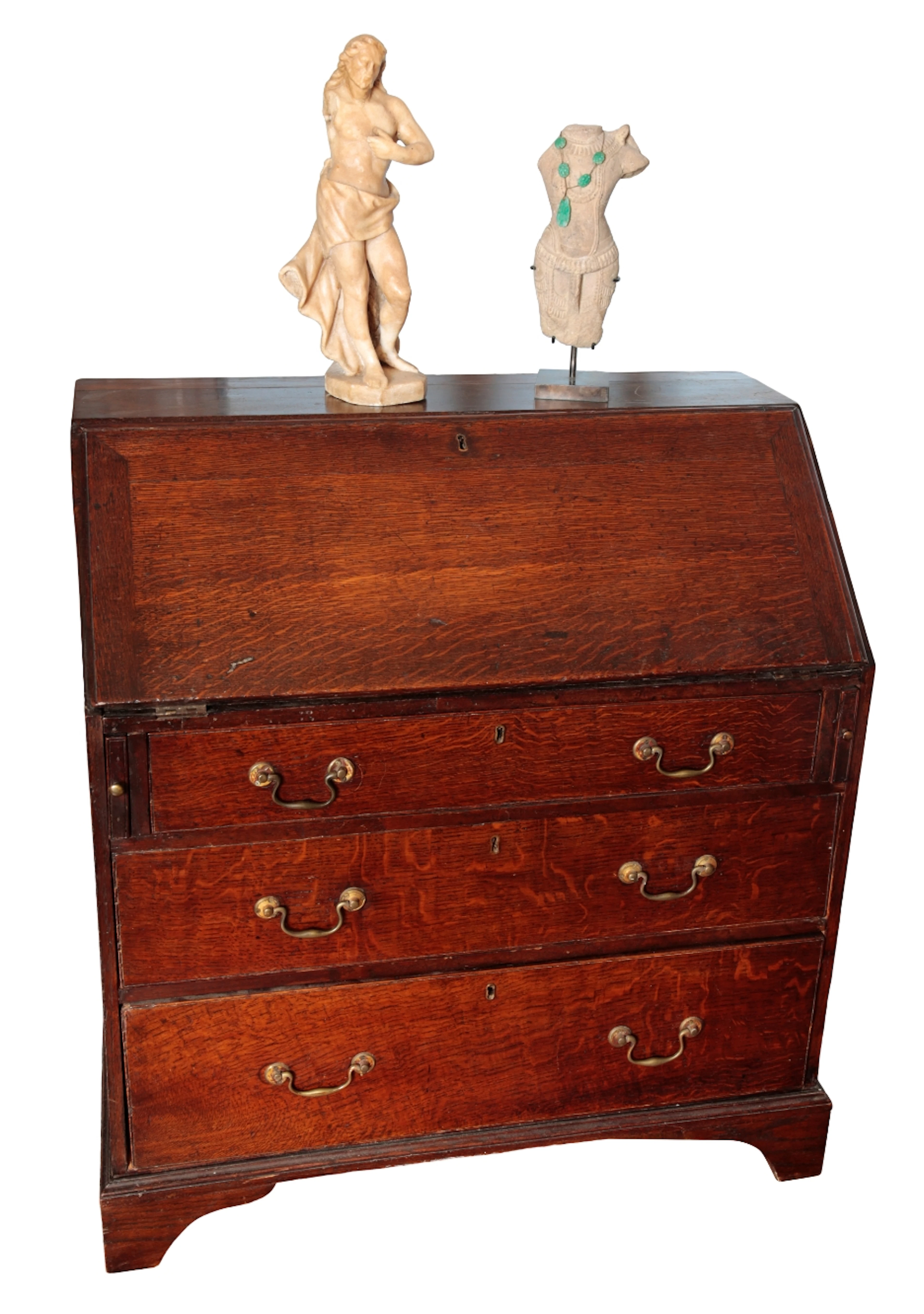 A GEORGE III OAK BUREAU