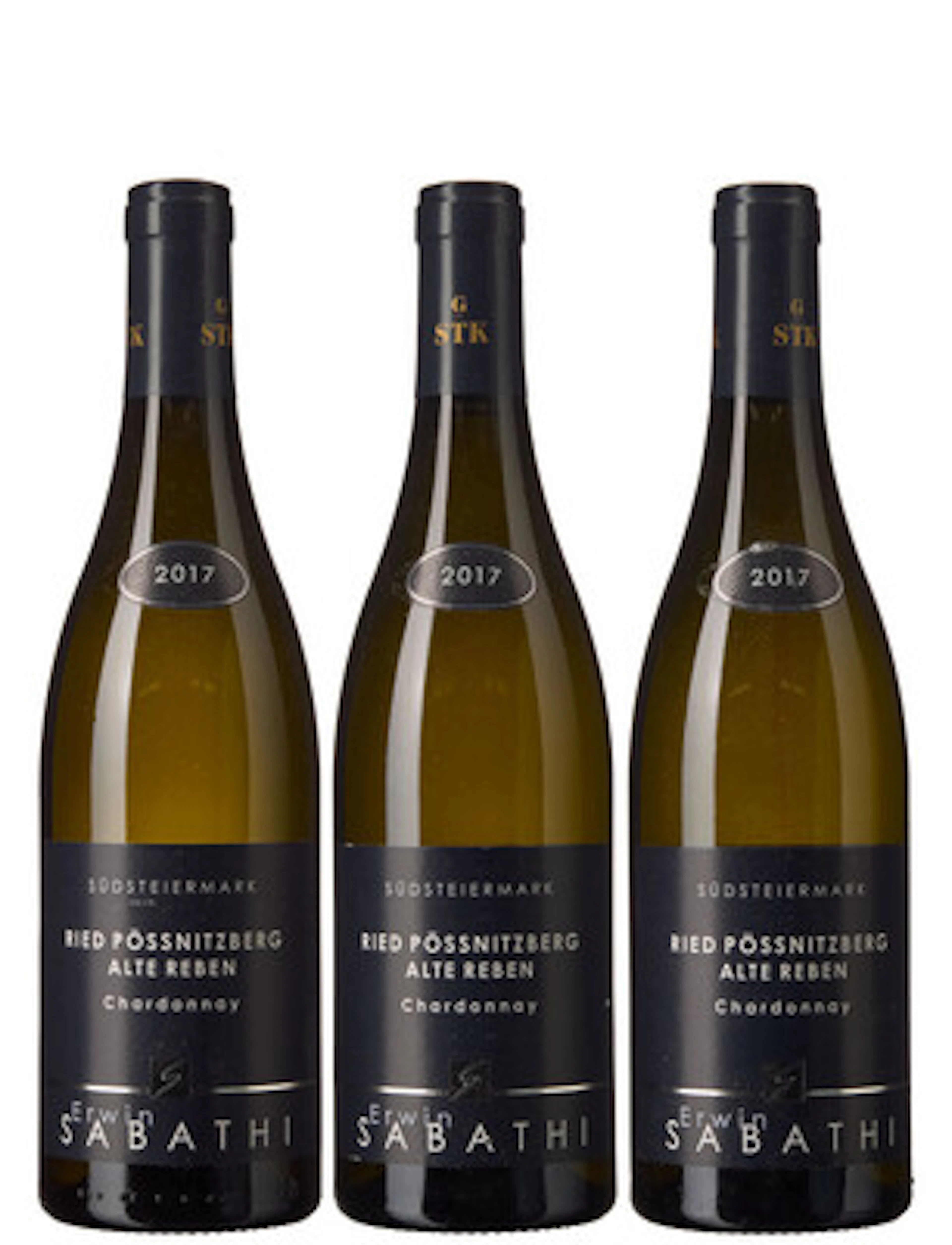 3 x Südsteiermark Ried Pössnitzberg Chardonnay Alte Reben 2017, Erwin Sabathi