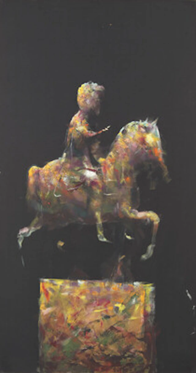 Rytter, 2004 Olje på lerret, 190 x 100 cm Signert bak på lerretet: Gullvåg 2004
