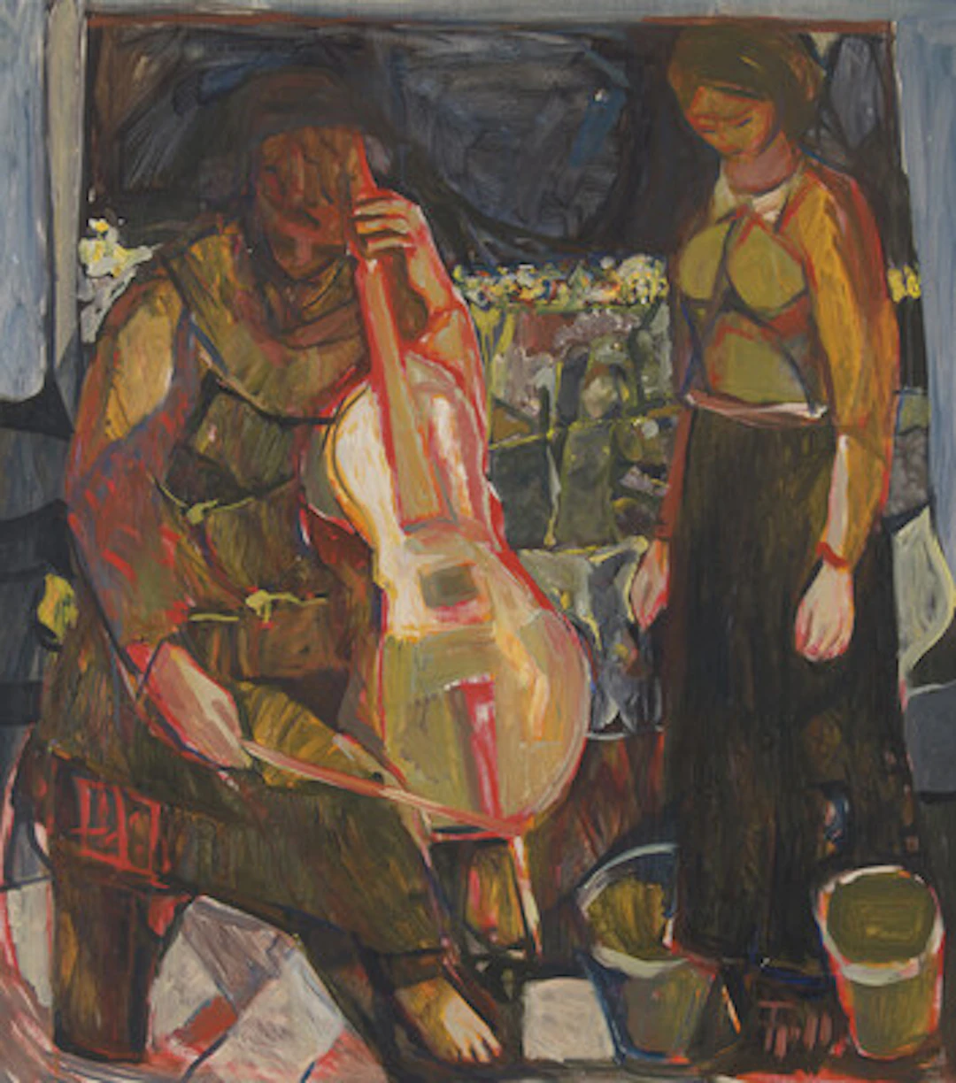 "Cellospilleren" 1950-tallet Olje på lerret, 101 x 91 cm Signert nede