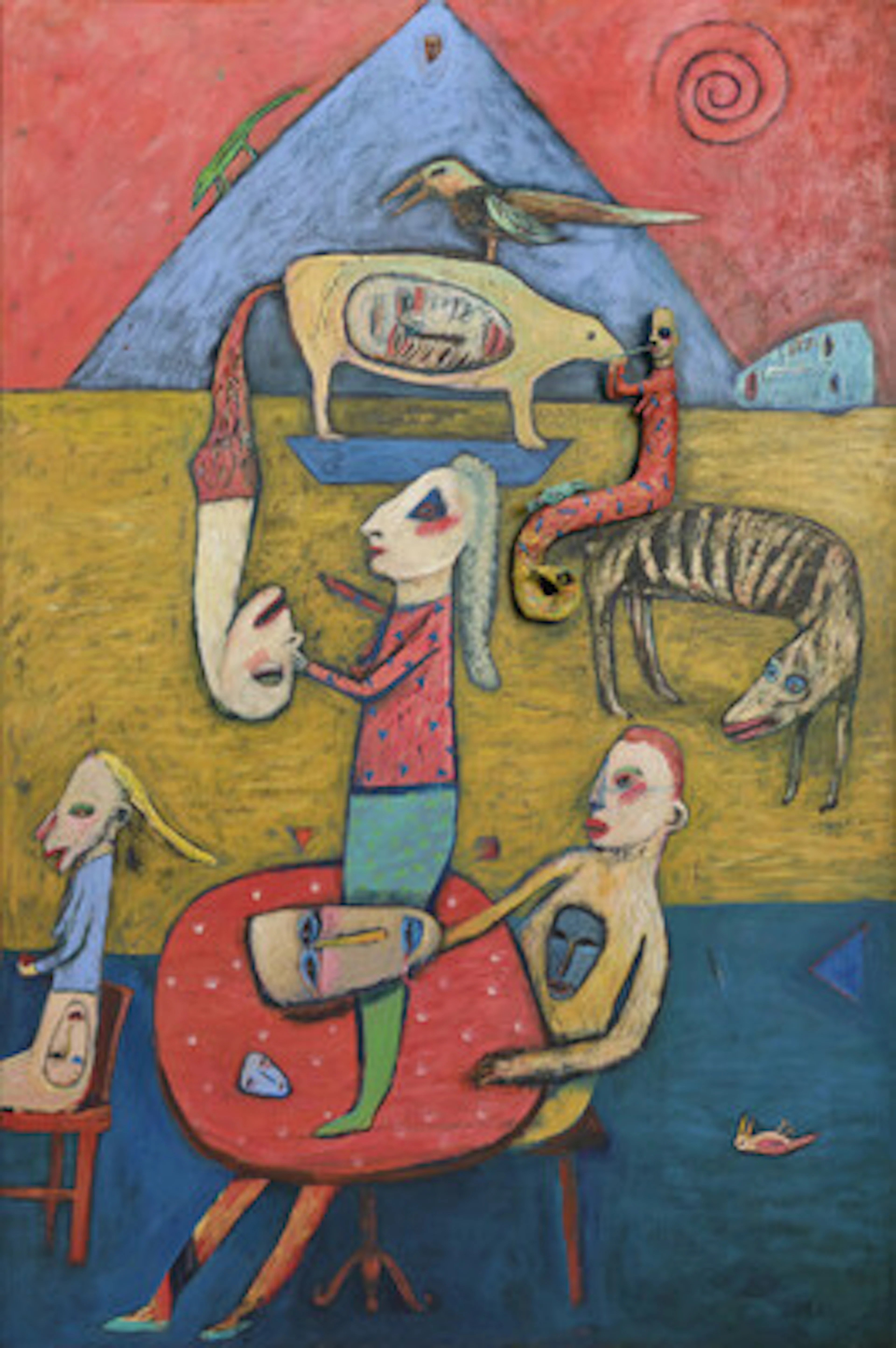 "Breakfast in Egypt" 1985 Akryl på treplate og pappmasjé, 184 x 122