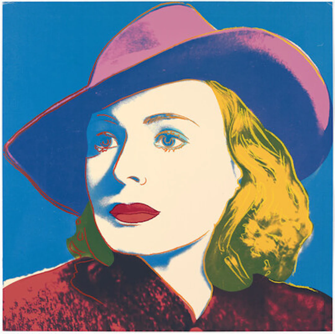 "Ingrid Bergman With Hat" 1983 Silketrykk / Screenprint in coulour
