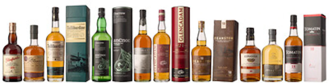 10 x Miks Highland Skotsk Whisky (Oban, Glenfarclas, Glencadam, Glen
