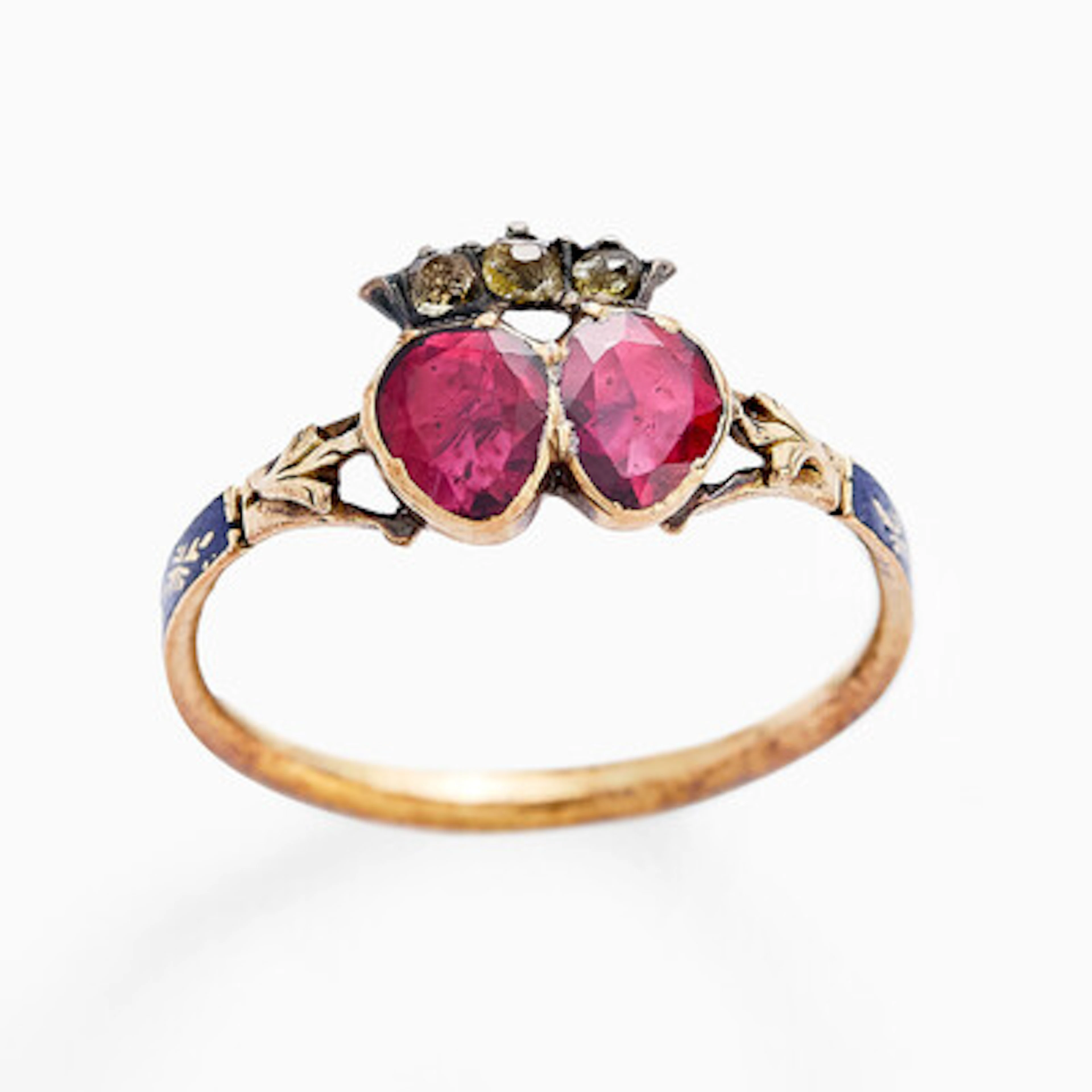 Ring med rosa turmaliner, bergkrystaller og topas 1772