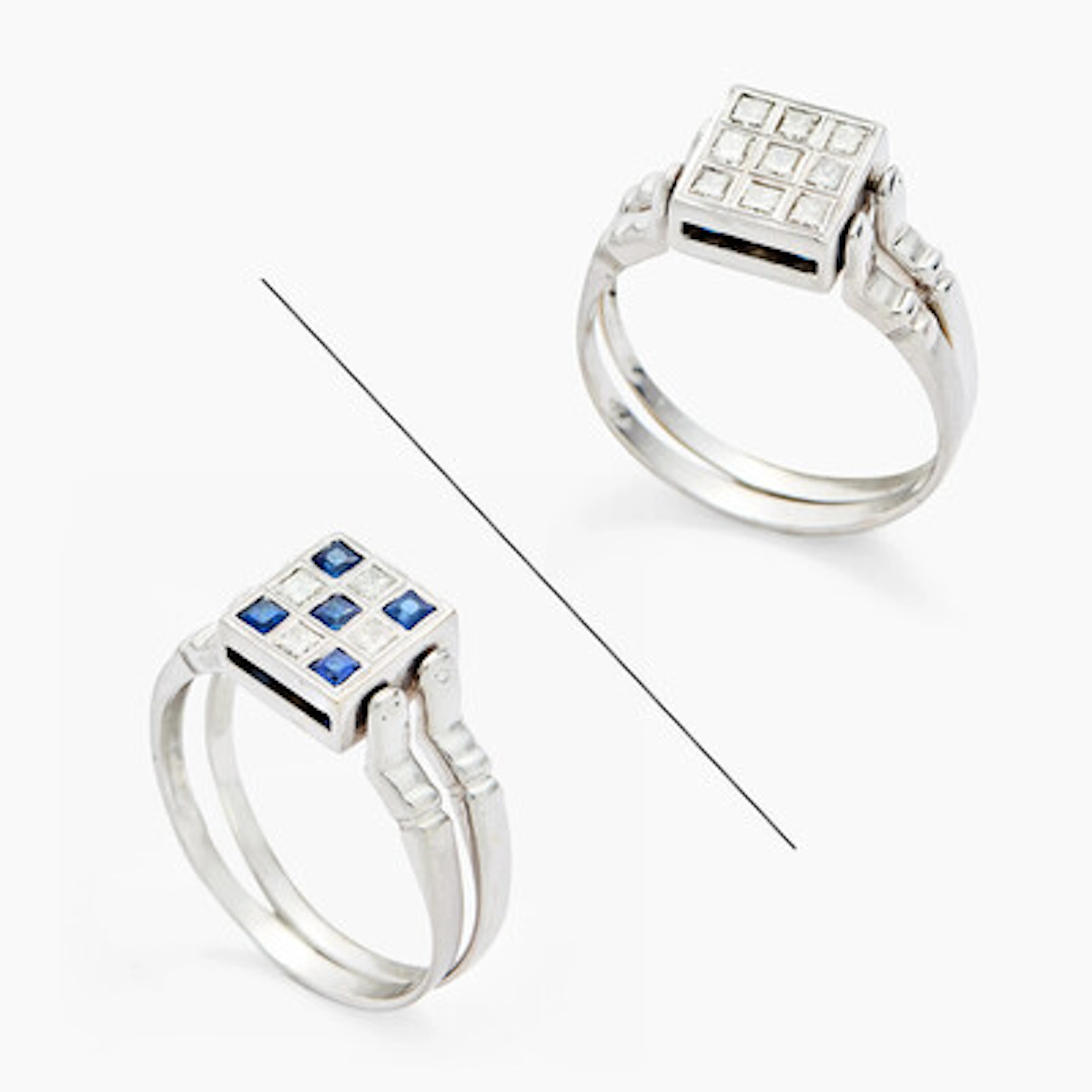 Ring med safirer og diamanter
