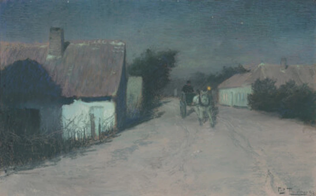 "Sommernatt i Pas-de-Calais" 1893 Pastell, 40 x 65 cm (lysmål) Signert