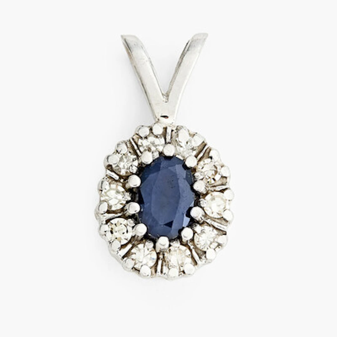 Anheng med safir og diamanter