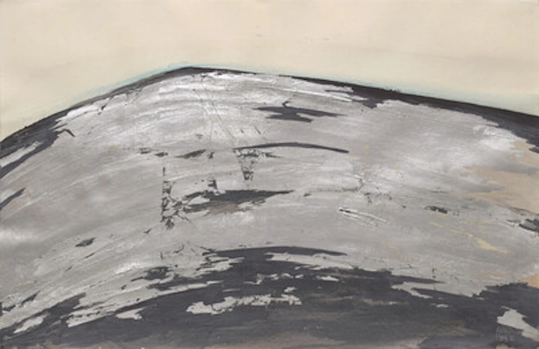 "N°21-1966" 1966 Tempera og sølvfolie på papir, 32 x 50 cm Signert