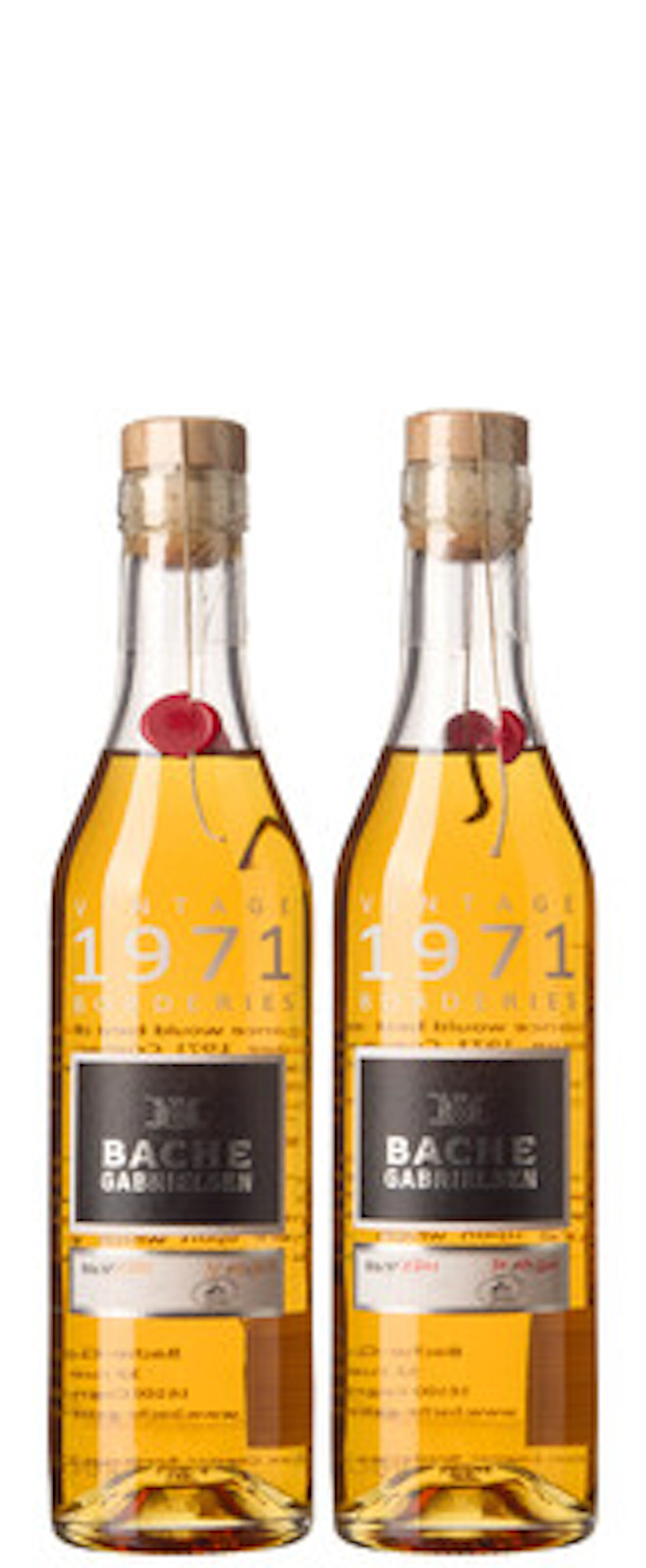 2 x 0,35 l Bache Gabrielsen Cognac Borderies Vintage 1971