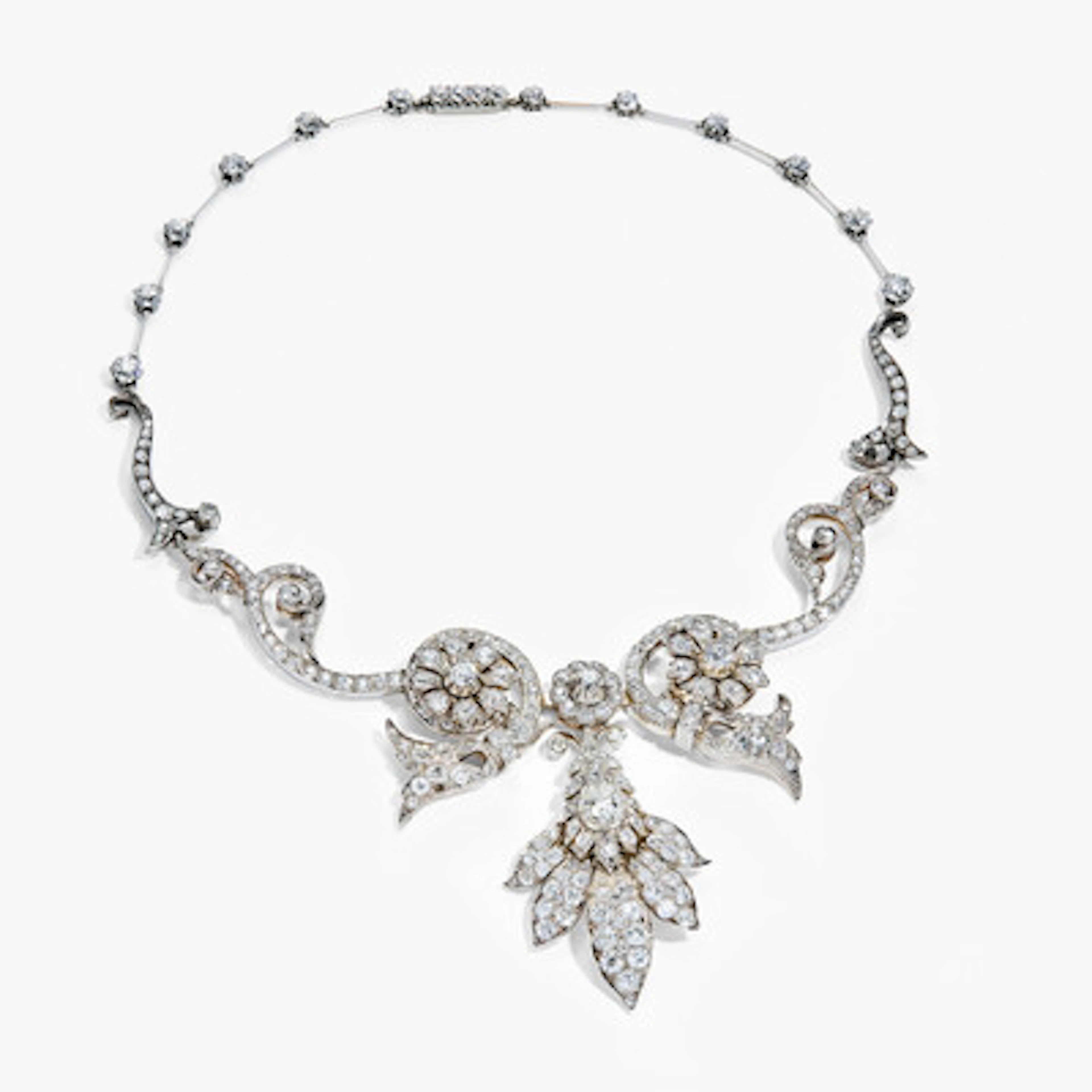 Collier med old-cut diamanter og roseslipte diamanter