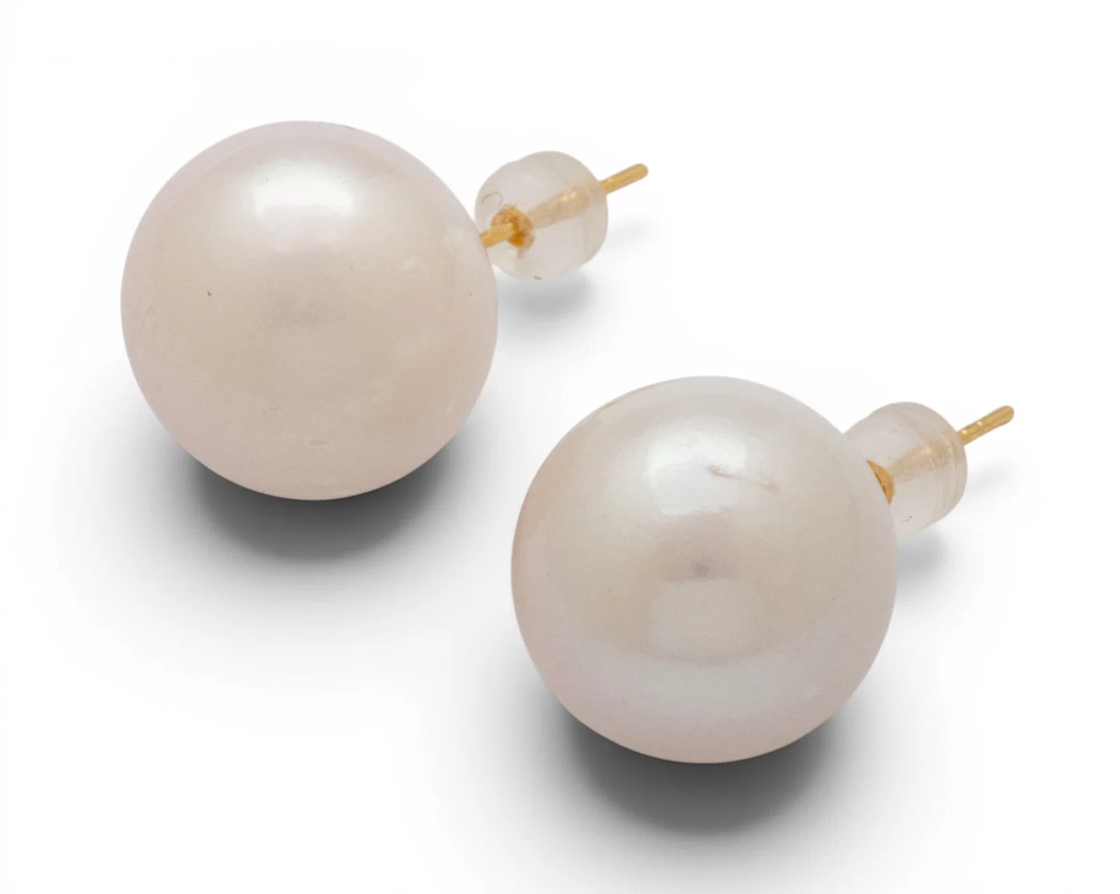 18k Yellow Gold and Cultured Pearl Stud Earrings 9.4 g 1 PAIR