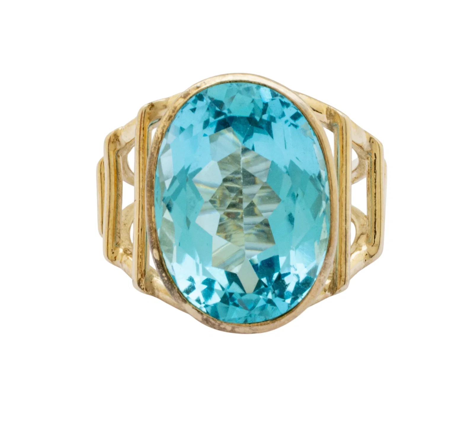 Blue Topaz Oval Ring, Silver Setting, Size 7 12 g 1 PC