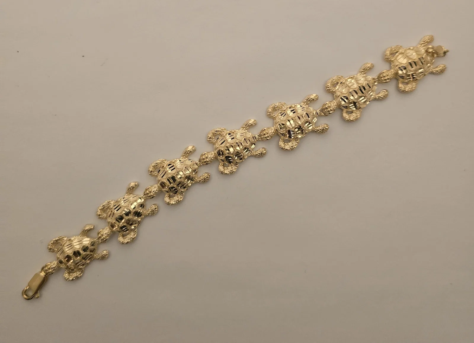 14k Yellow Gold Turtle Link Bracelet L 7.5" 27.6 g